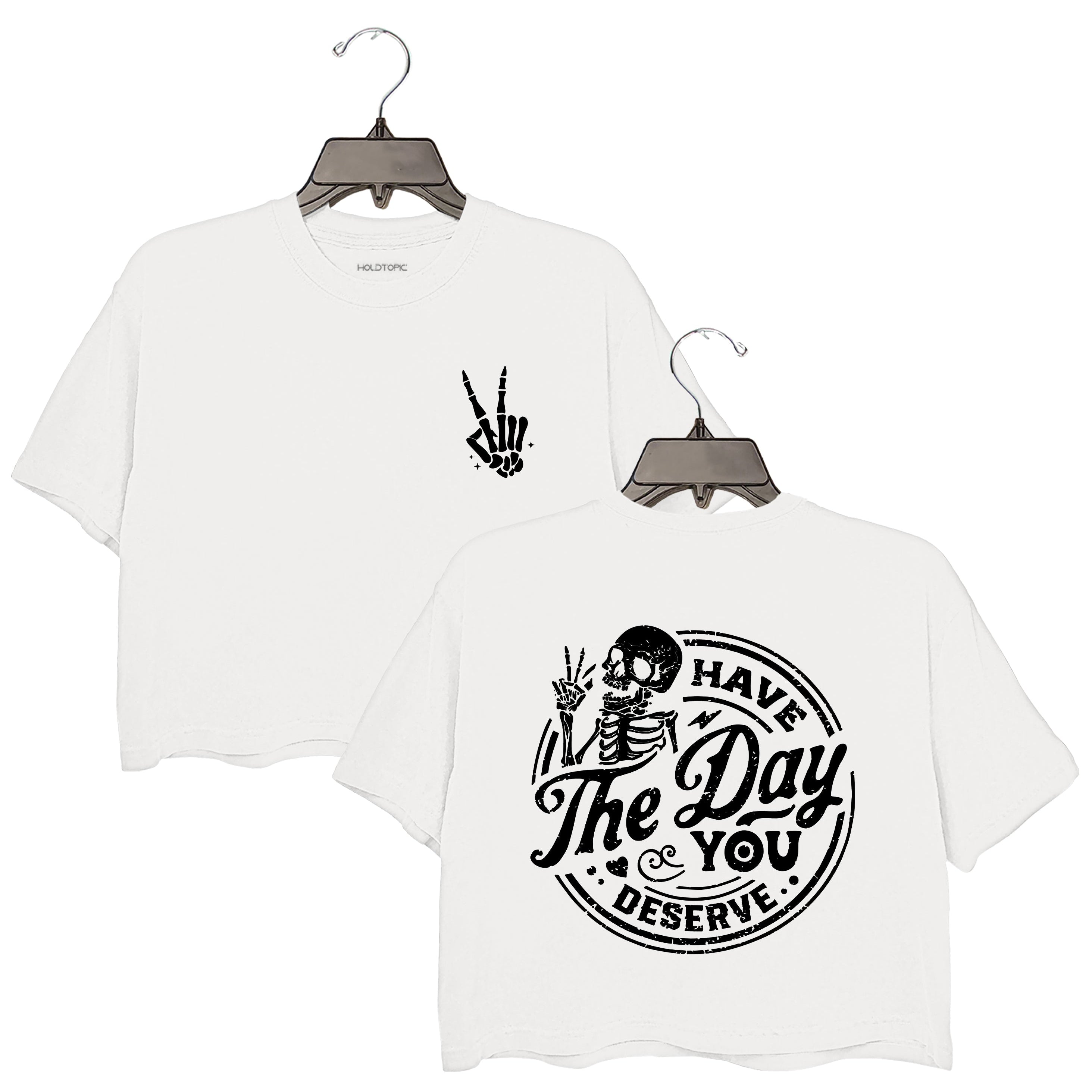 Have The Day You Deserve Gray Round Neck Crop Top For Women