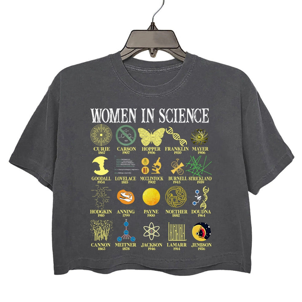 Retro Women in Science Crop Tee For Women