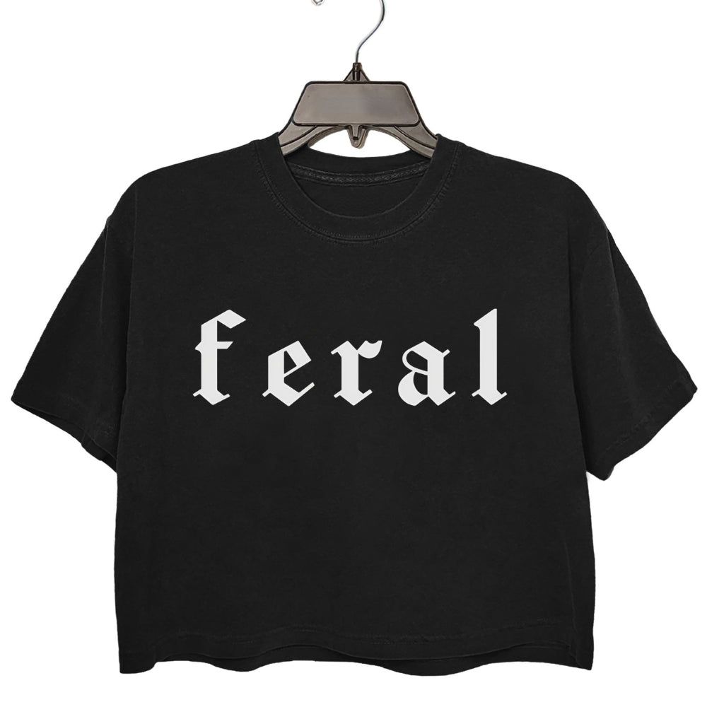 Feral gothic font Crop Top For Women