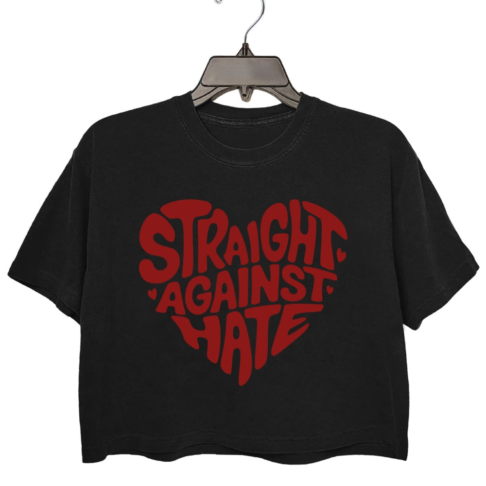 Straight Against Hate Heart Crop Tee For Women