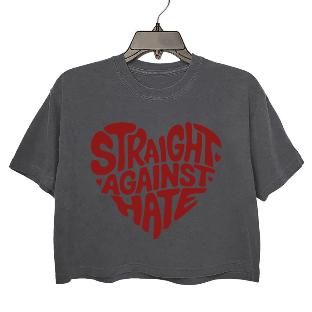 Straight Against Hate Heart Crop Tee For Women