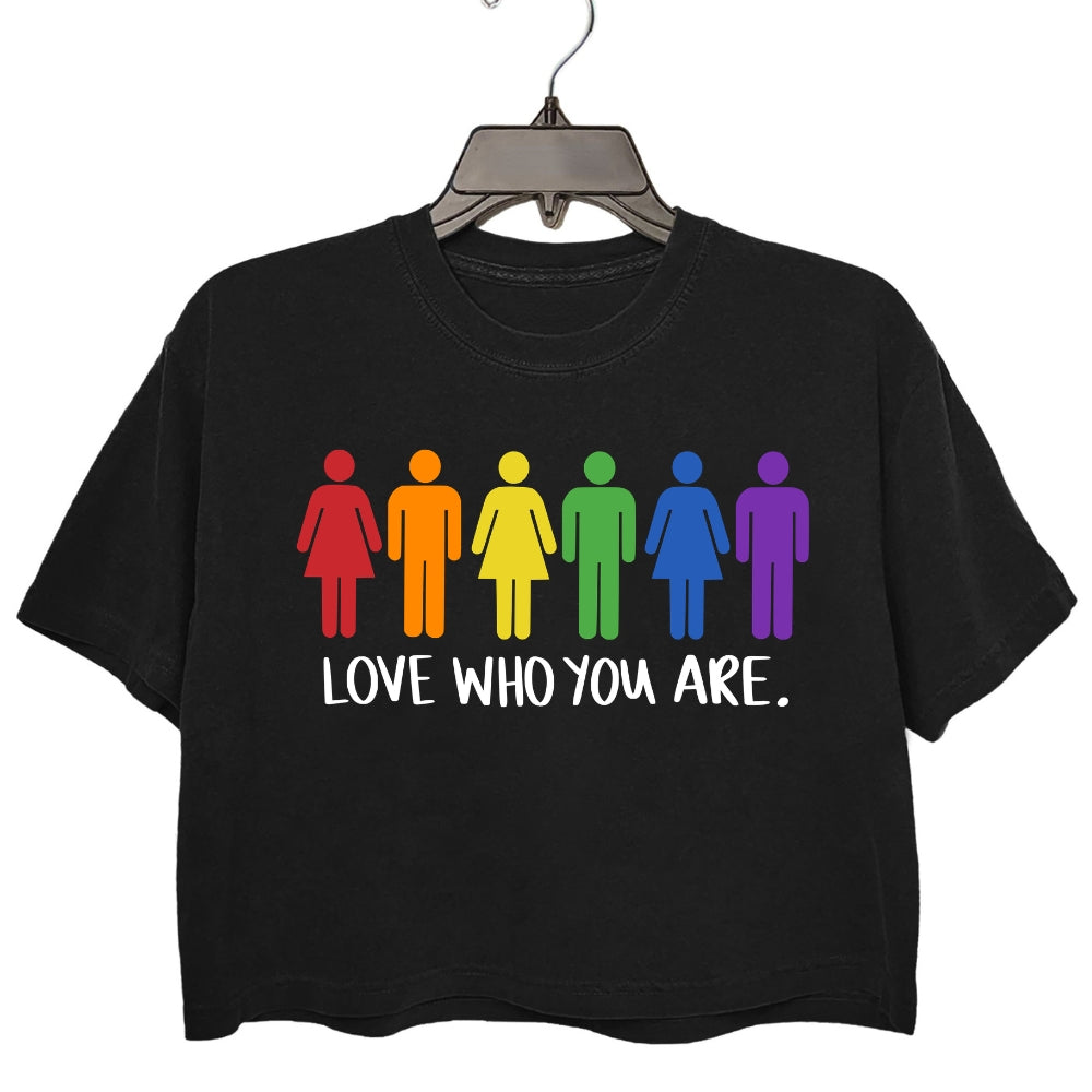 Love Who You Are Rainbow LGBTQ Crop Tee For Women