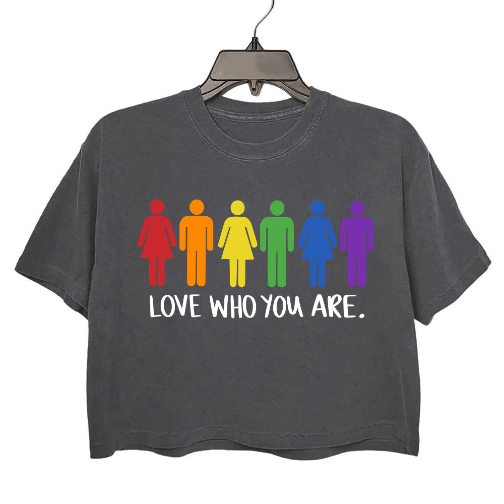 Love Who You Are Rainbow LGBTQ Crop Tee For Women