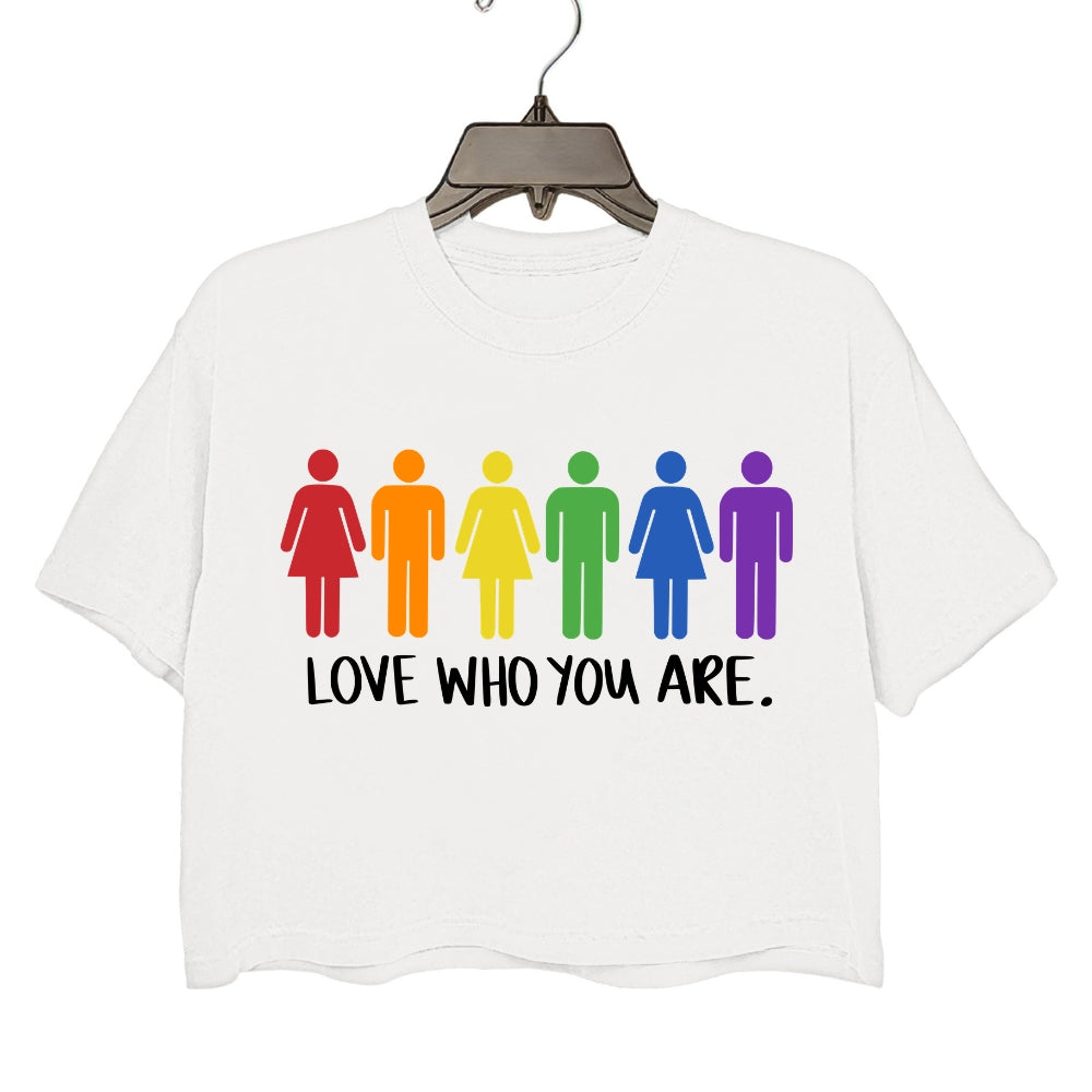 Love Who You Are Rainbow LGBTQ Crop Tee For Women