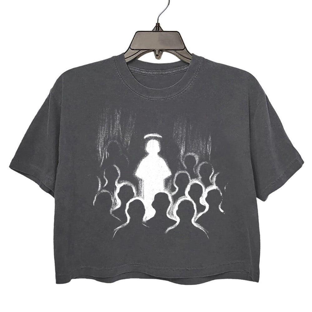 Jesus Between Men Crop Tee For Women