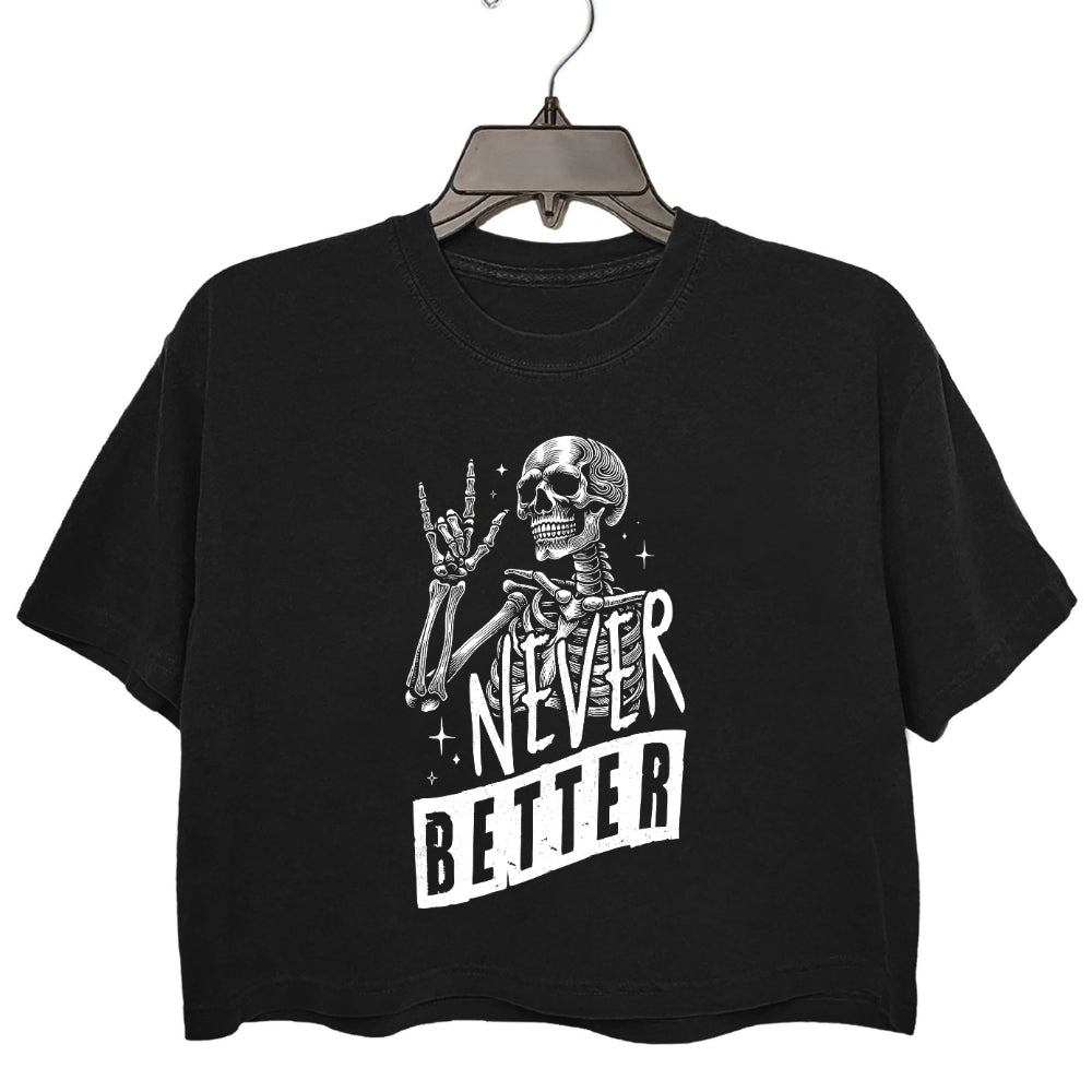 Never Better Skeleton Crop Tee For Women