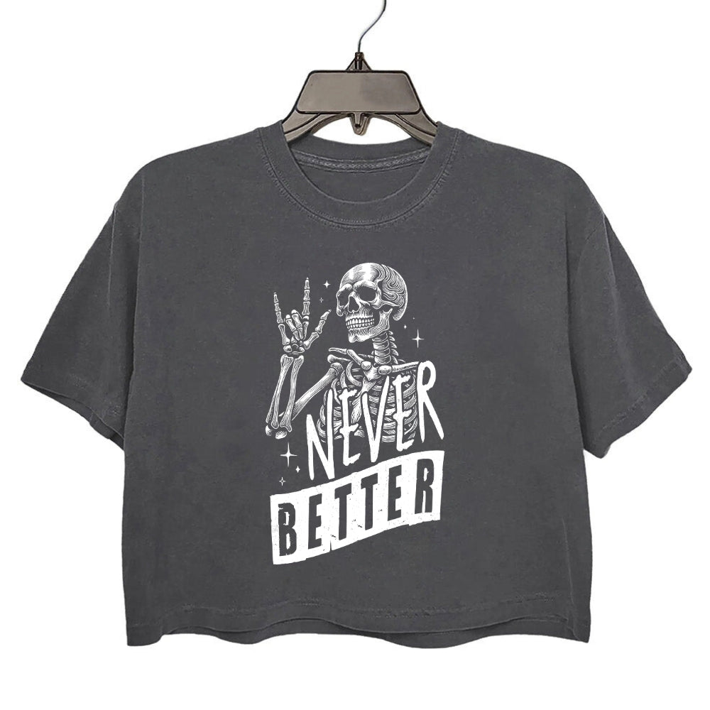 Never Better Skeleton Crop Tee For Women