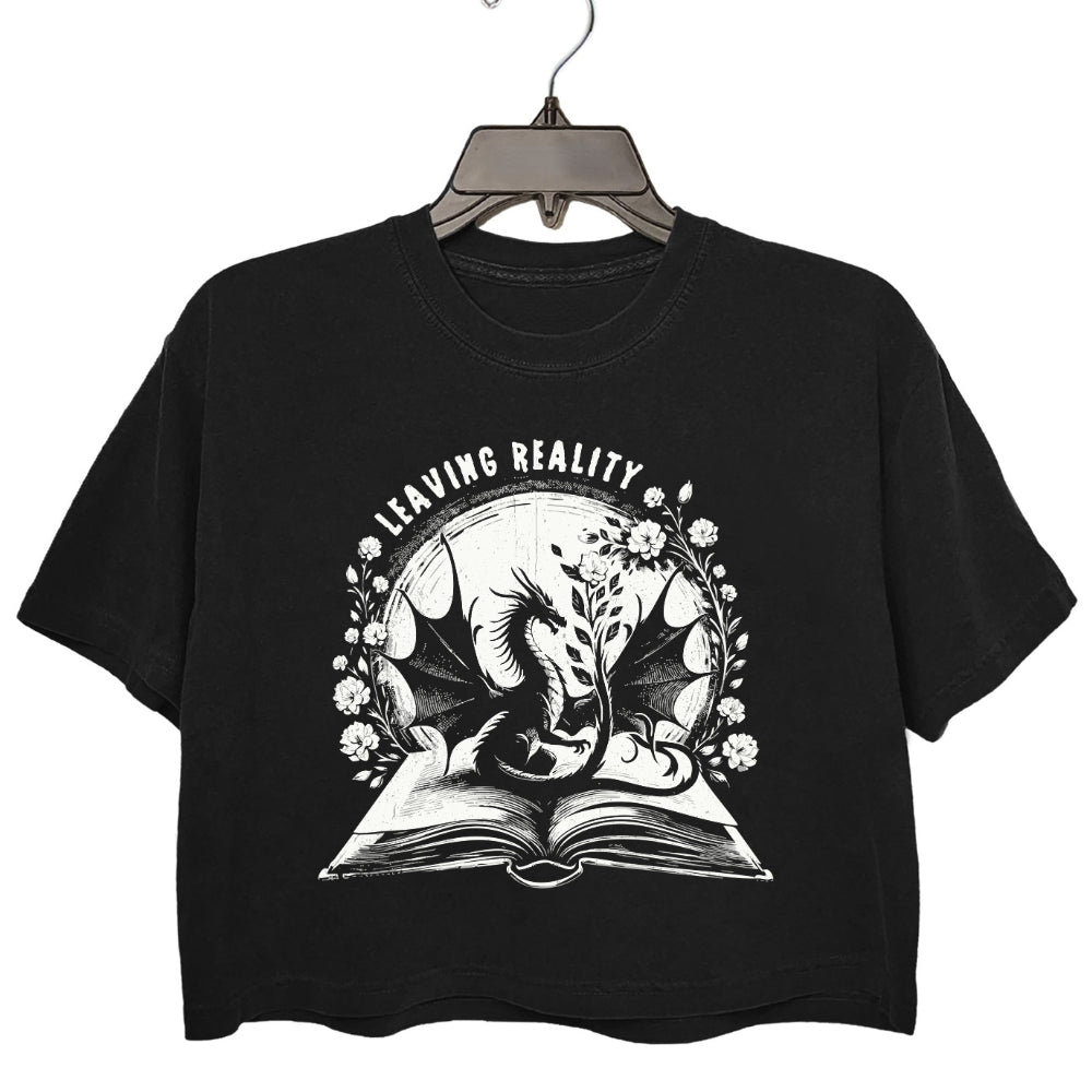 Fantasy Dragon Leaving Reality Crop Tee For Women
