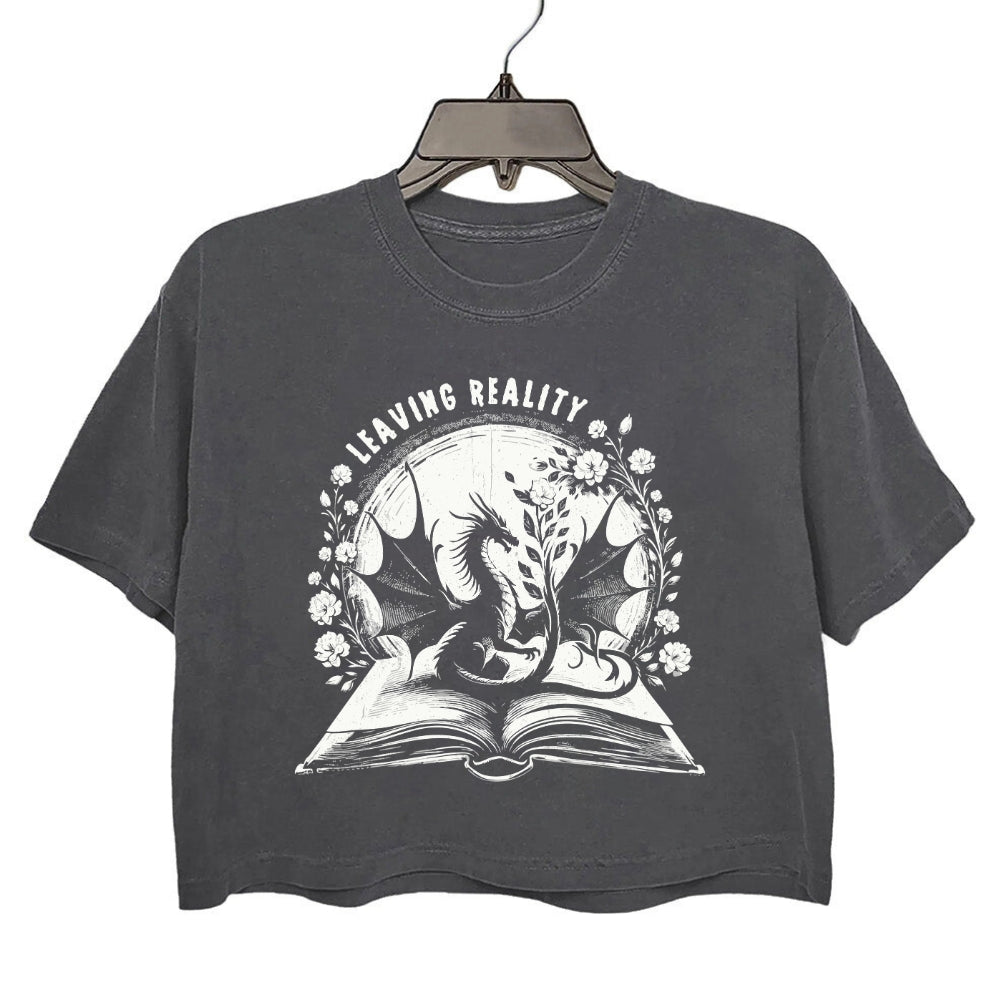 Fantasy Dragon Leaving Reality Crop Tee For Women