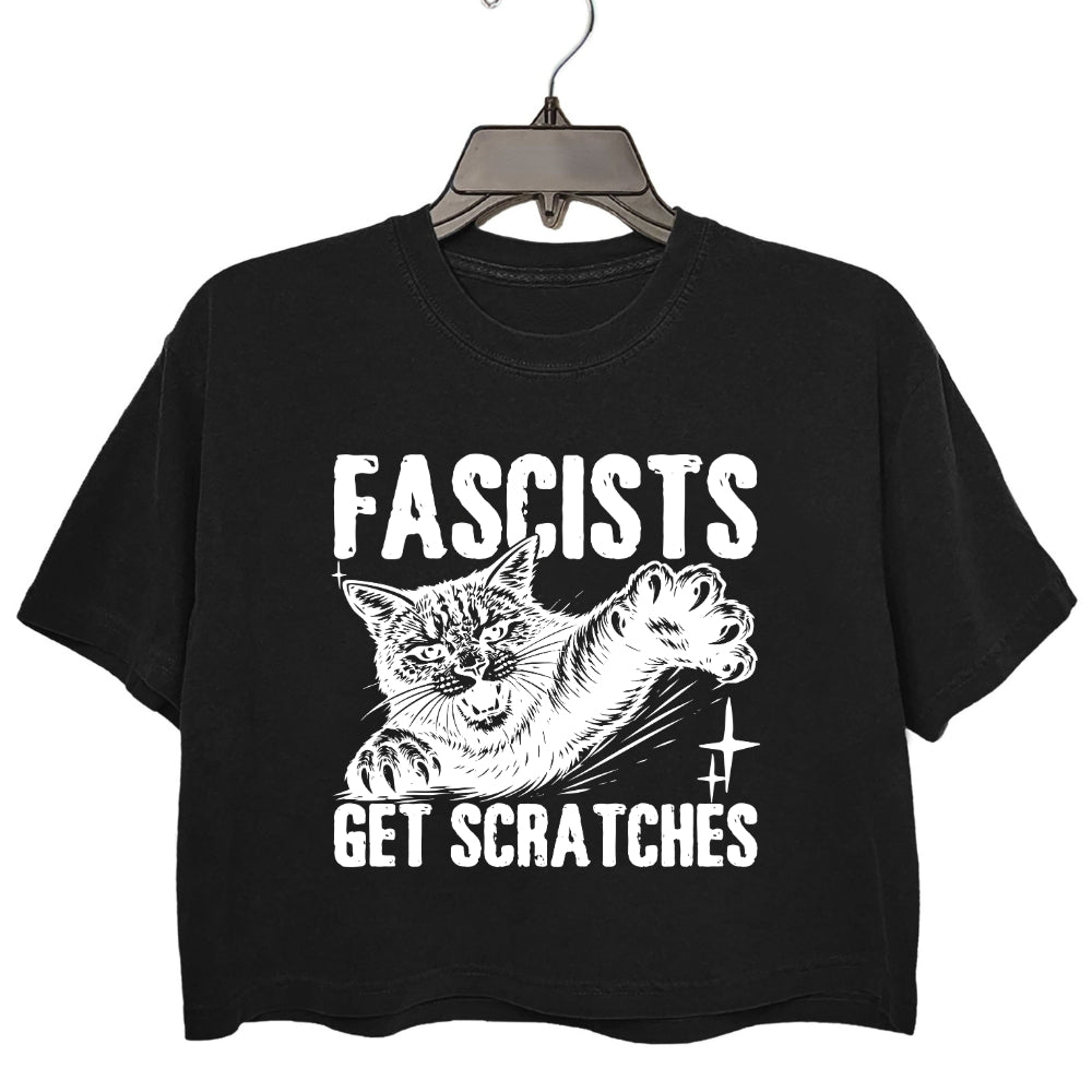 Fascists Get Scratches Cats Crop Tee For Women