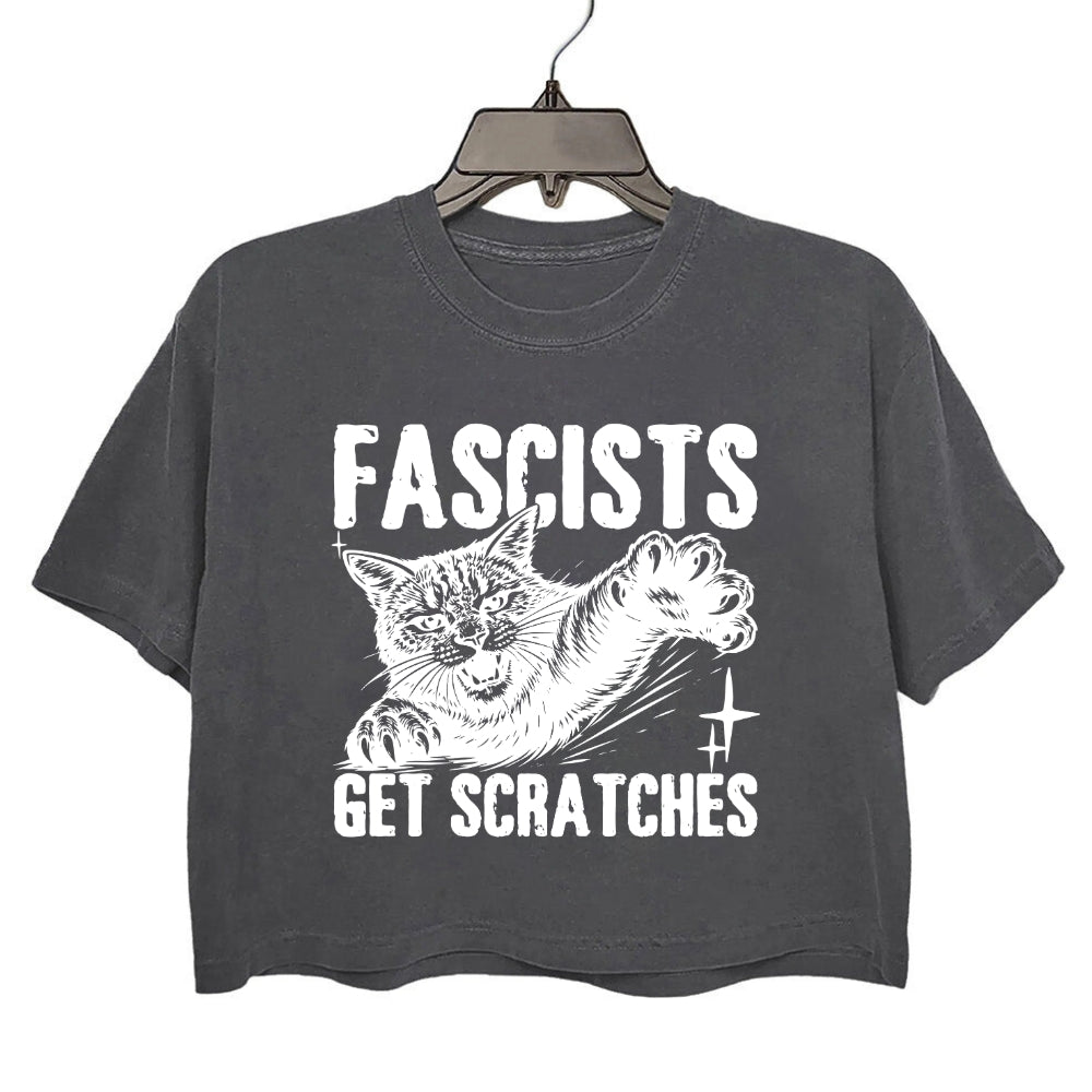 Fascists Get Scratches Cats Crop Tee For Women