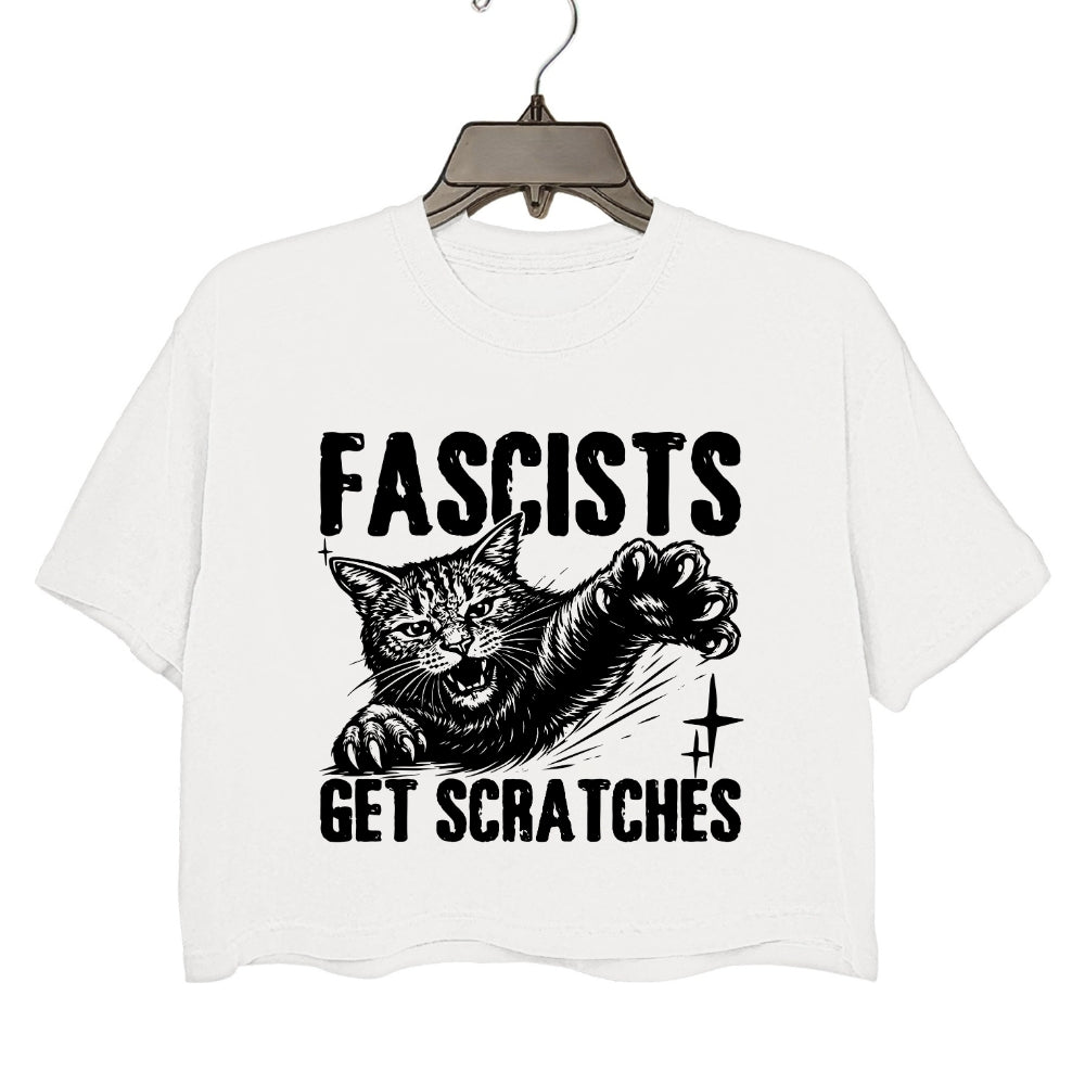 Fascists Get Scratches Cats Crop Tee For Women