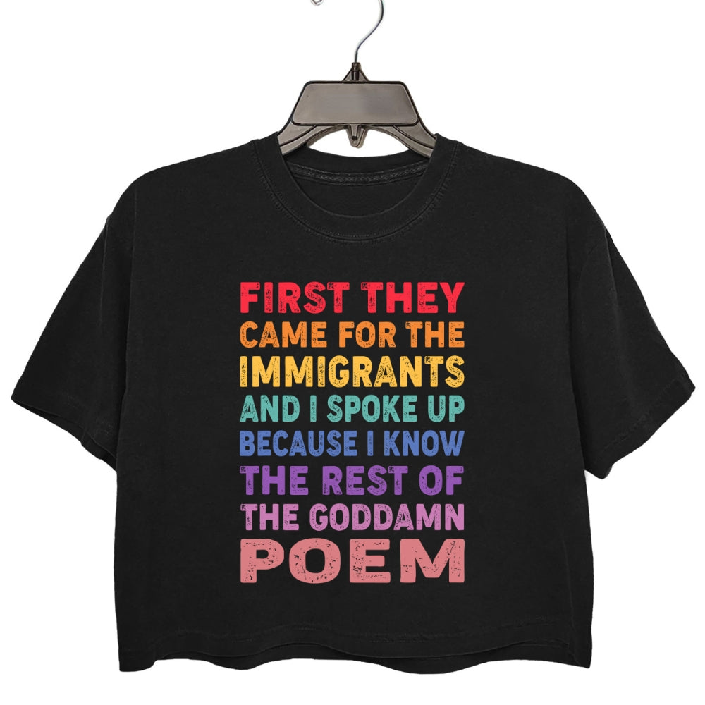 Support Immigrants Funny Saying Crop Tee For Women