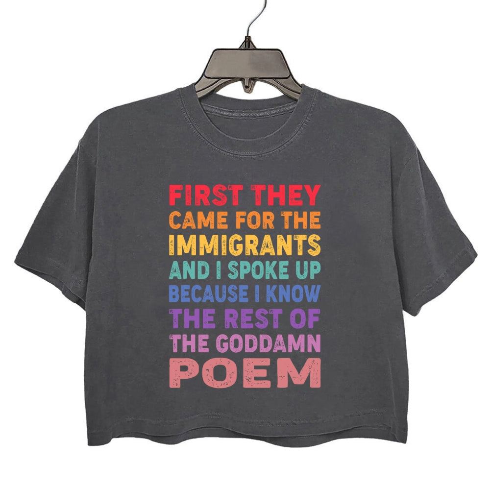 Support Immigrants Funny Saying Crop Tee For Women