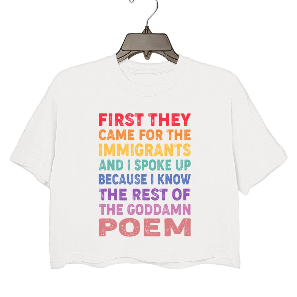 Support Immigrants Funny Saying Crop Tee For Women