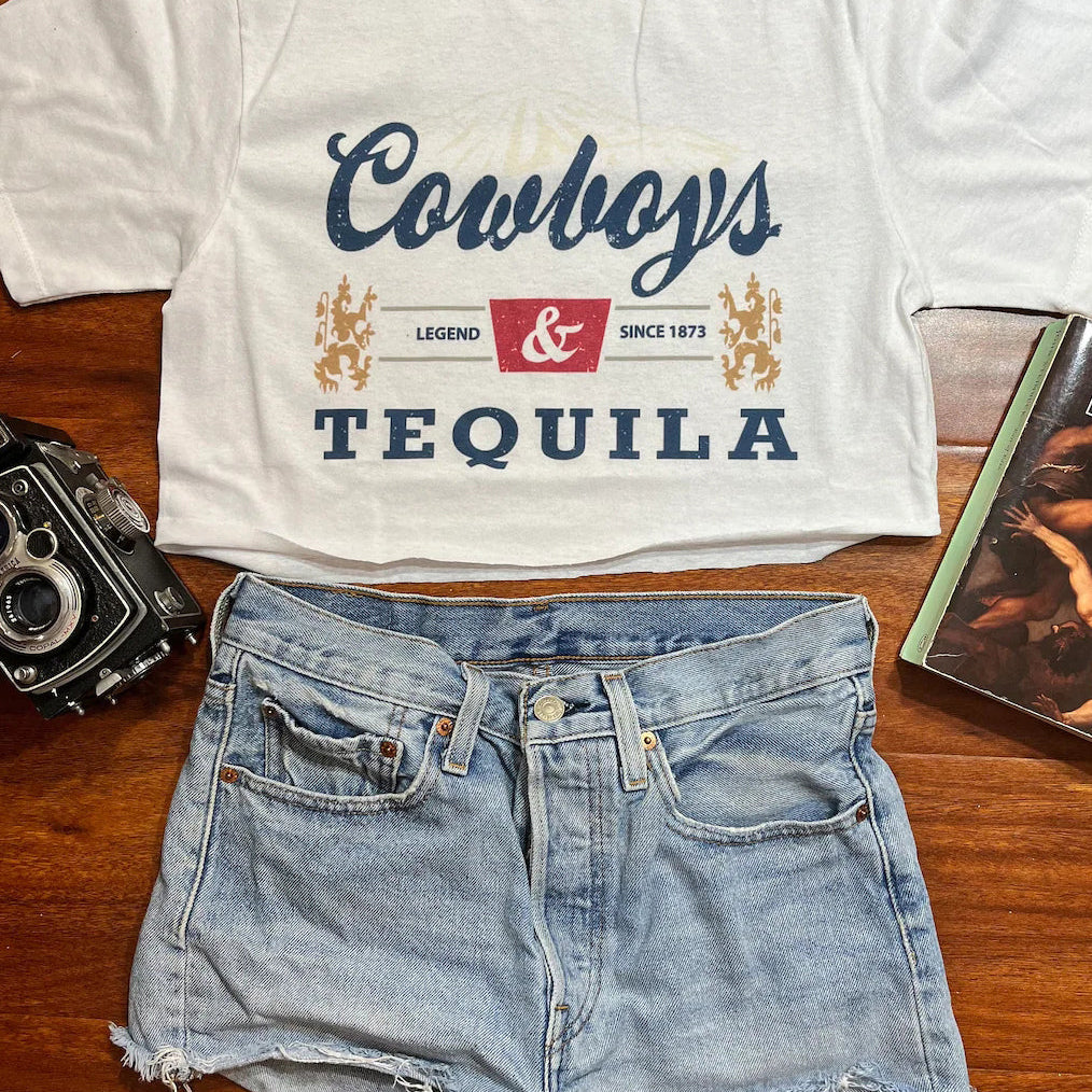 Cowboys Tequila Legend Since 1873 Crop Tee For Women