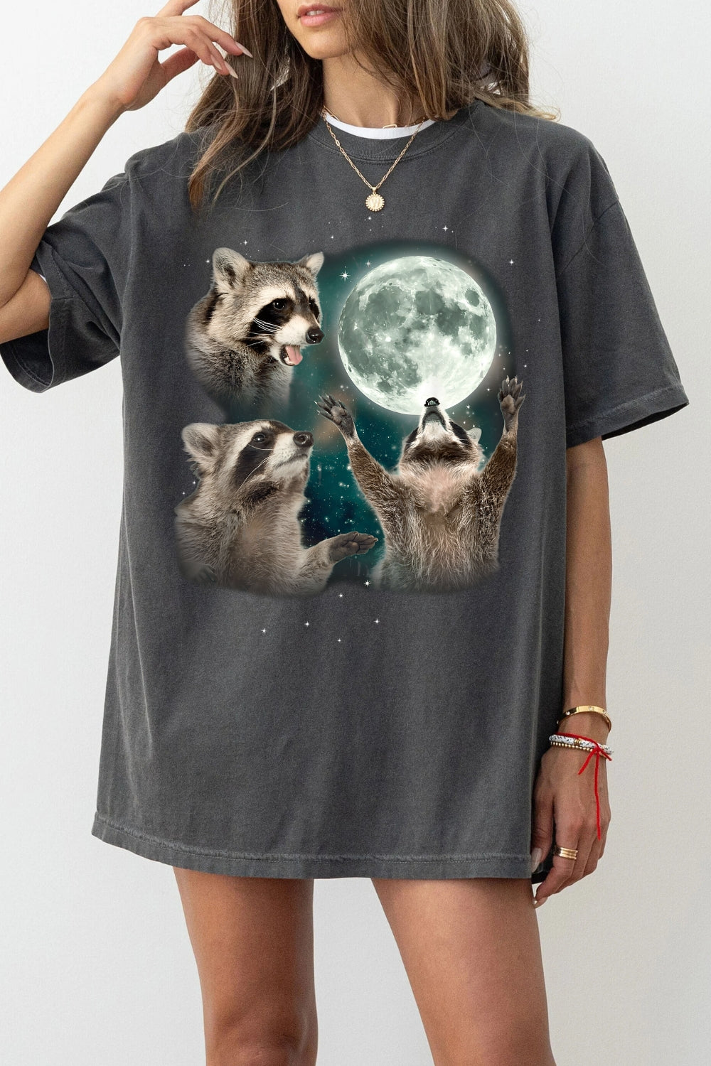 Three Raccoons Vintage Graphic Tee For Women