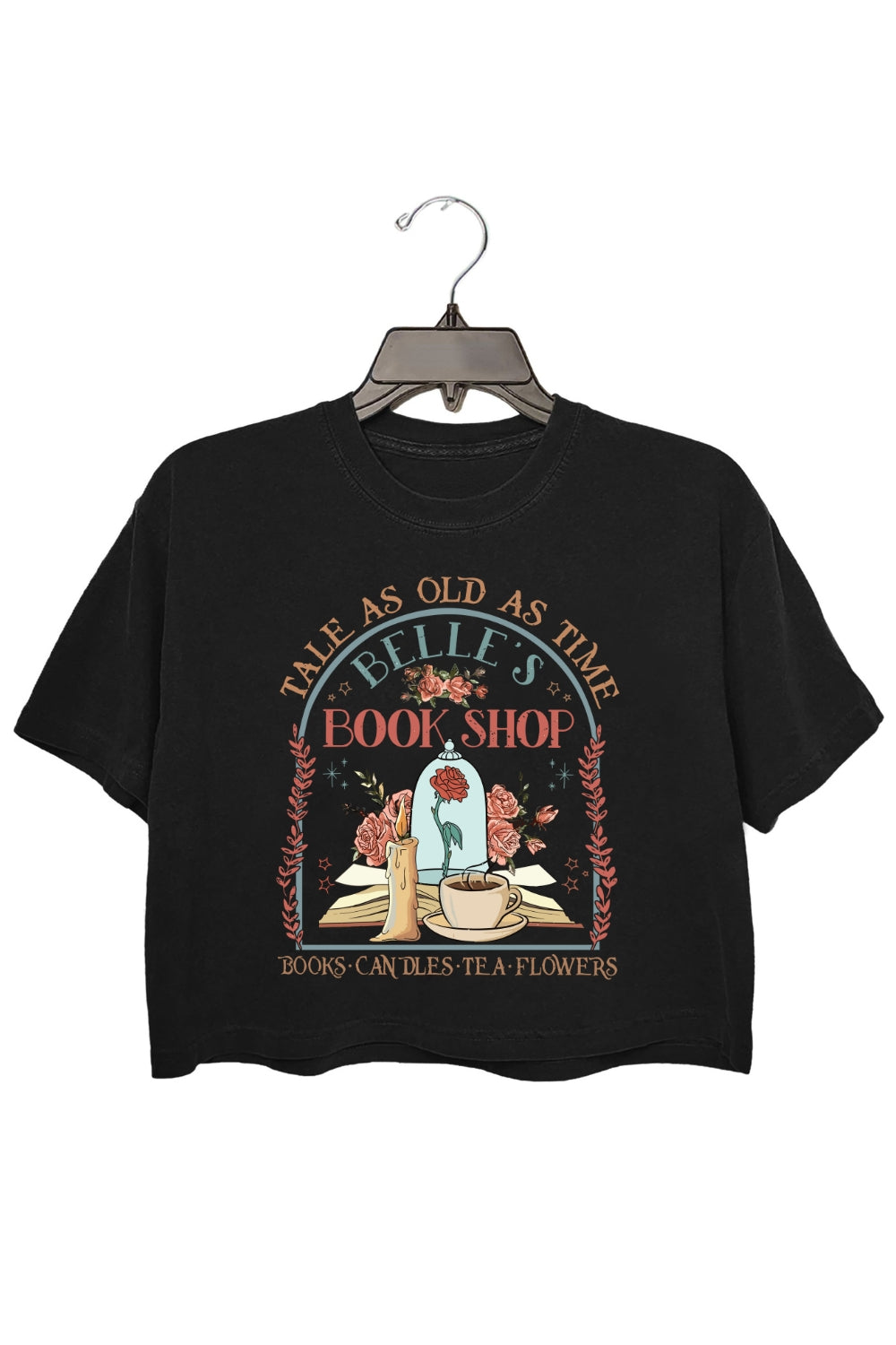 Vintage Retro Tale As Old As Time Belle's Book Shop Crop Top For Women