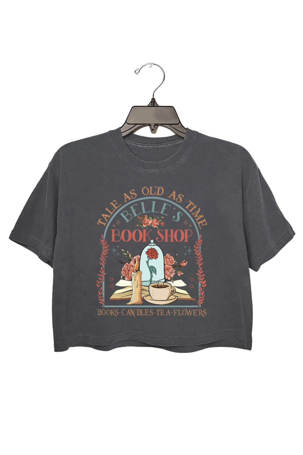 Vintage Retro Tale As Old As Time Belle's Book Shop Crop Top For Women
