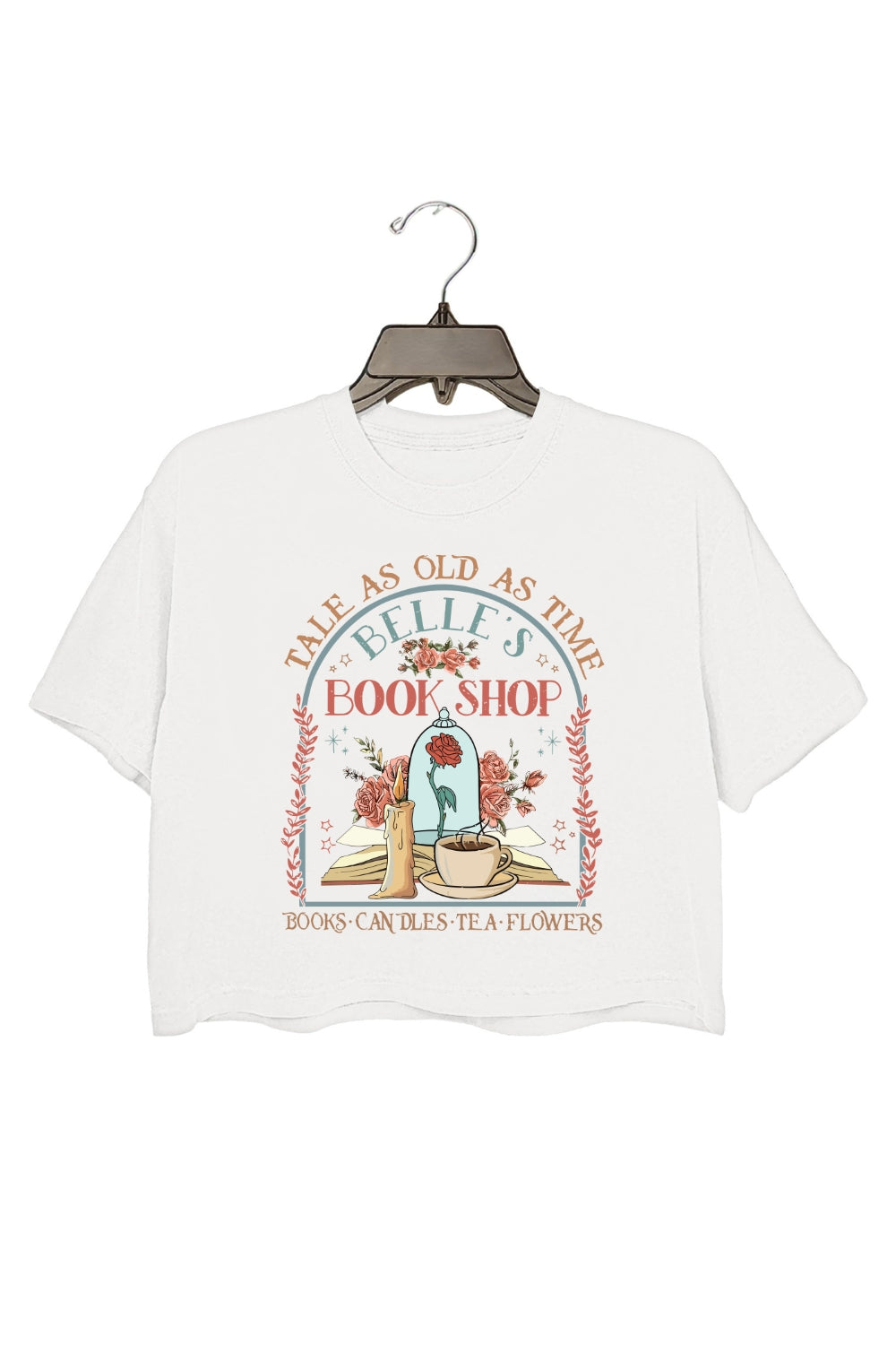 Vintage Retro Tale As Old As Time Belle's Book Shop Crop Top For Women