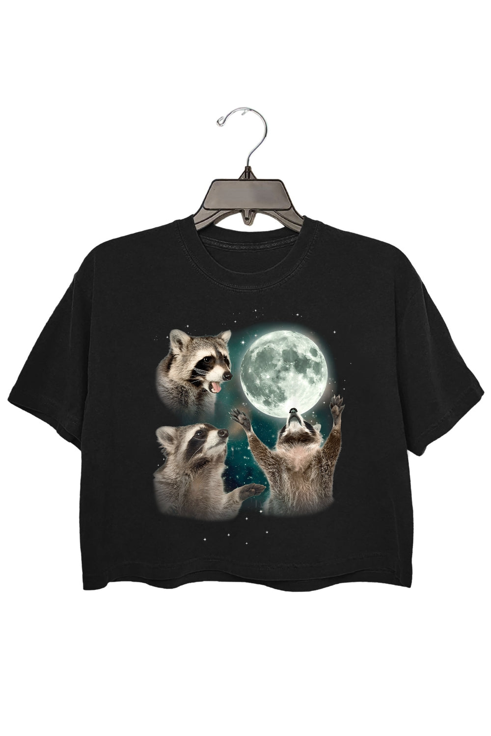 Three Raccoons Vintage Graphic Crop Top For Women