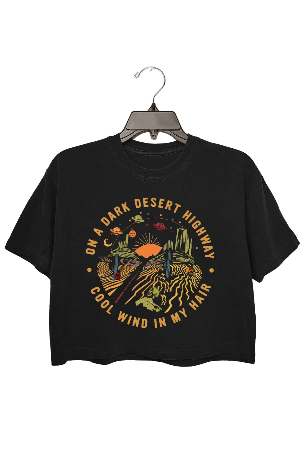 On A Dark Desert Highway Crop Top For Women