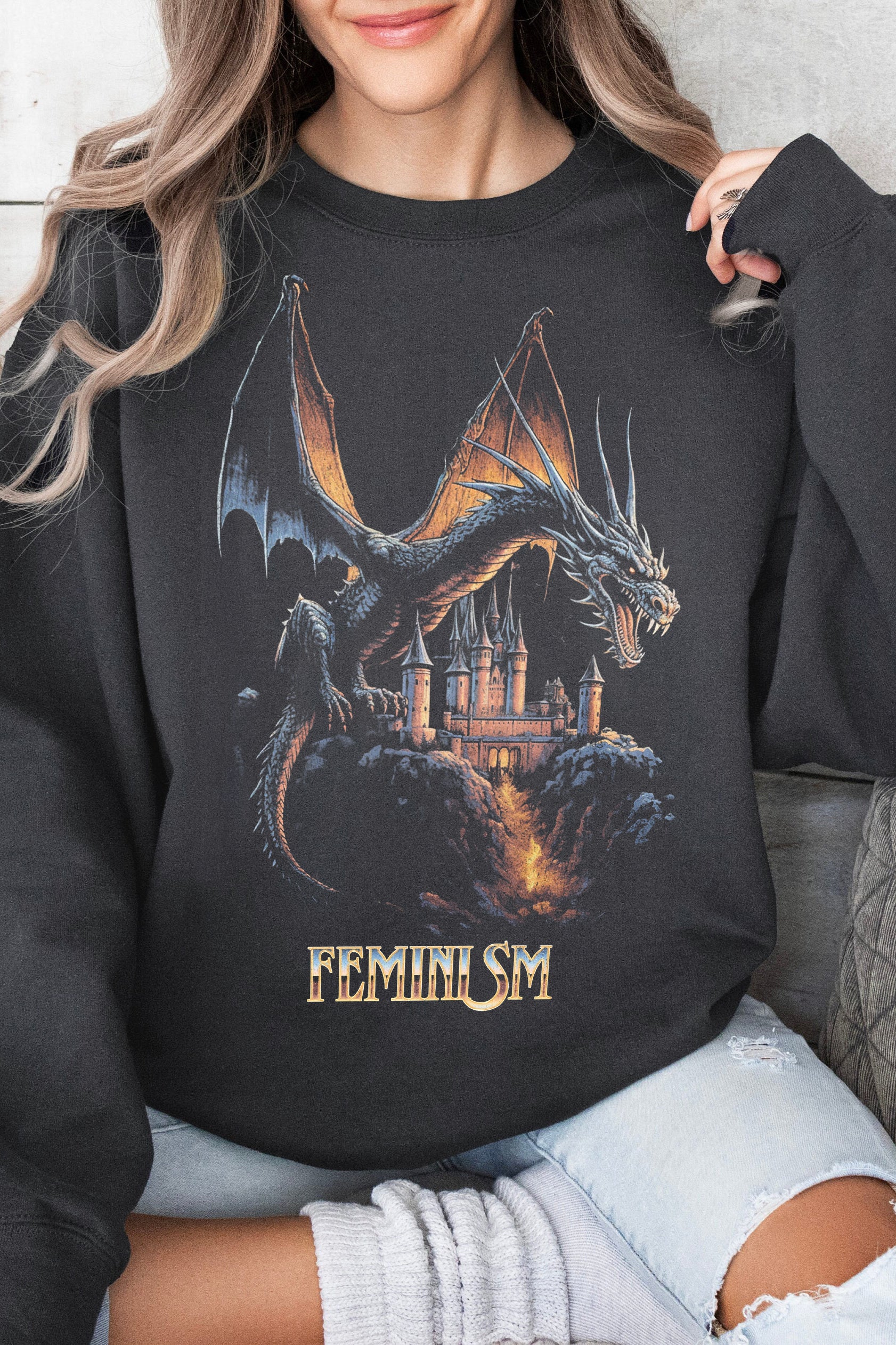Feminism Dragon Fantasy Sweatshirt For Women