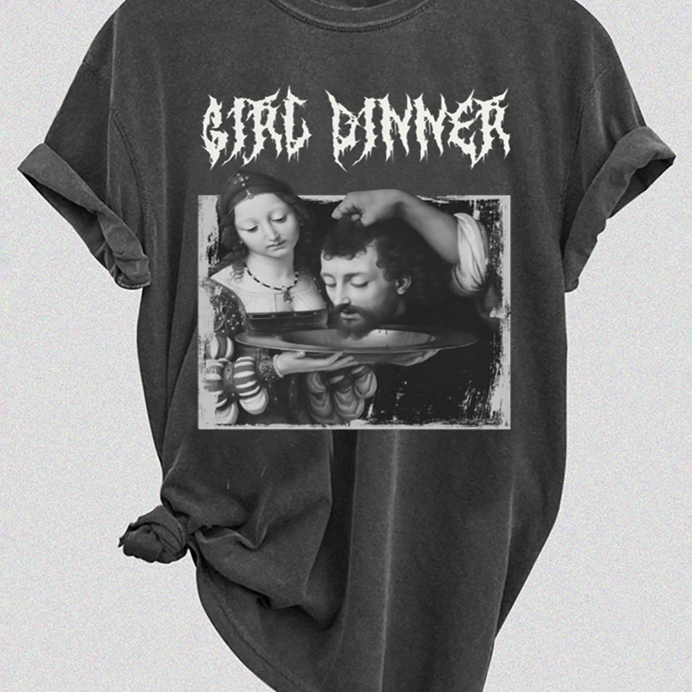 Girl Dinner Metal Feminist Tee For Women