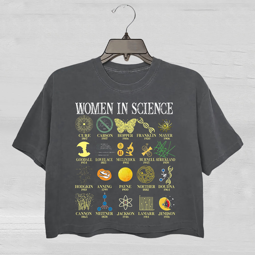 Retro Women in Science Crop Tee For Women