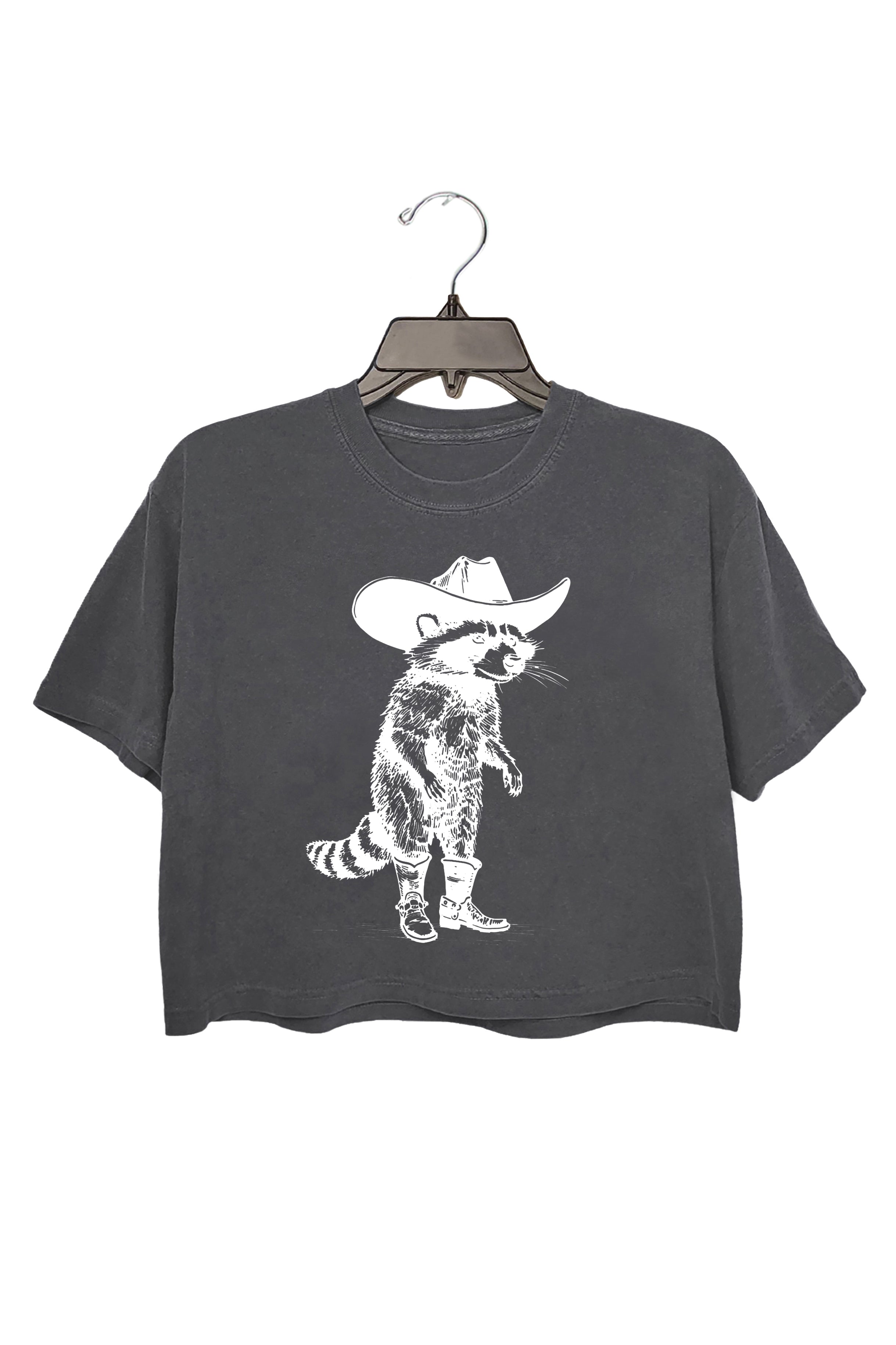 Vintage Cowboy Racoon Crop Top For Women