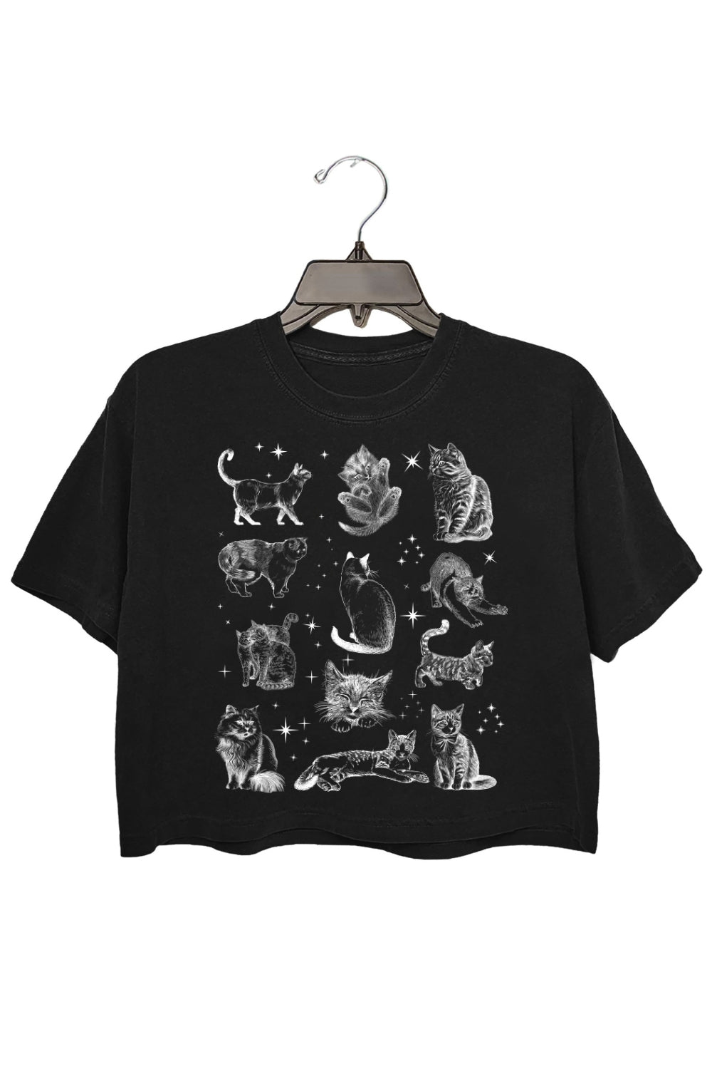 Vintage 90s Tattoo Cat Crop Top For Women