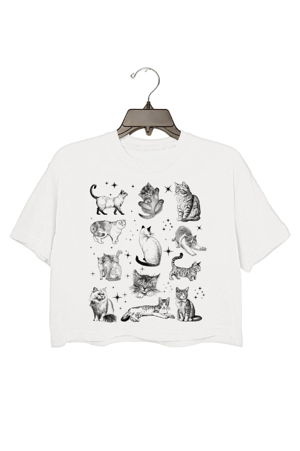 Vintage 90s Tattoo Cat Crop Top For Women