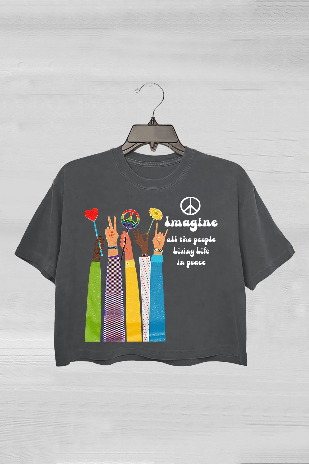 Imagine All The People Living Life In Peace Crop Tee For Women