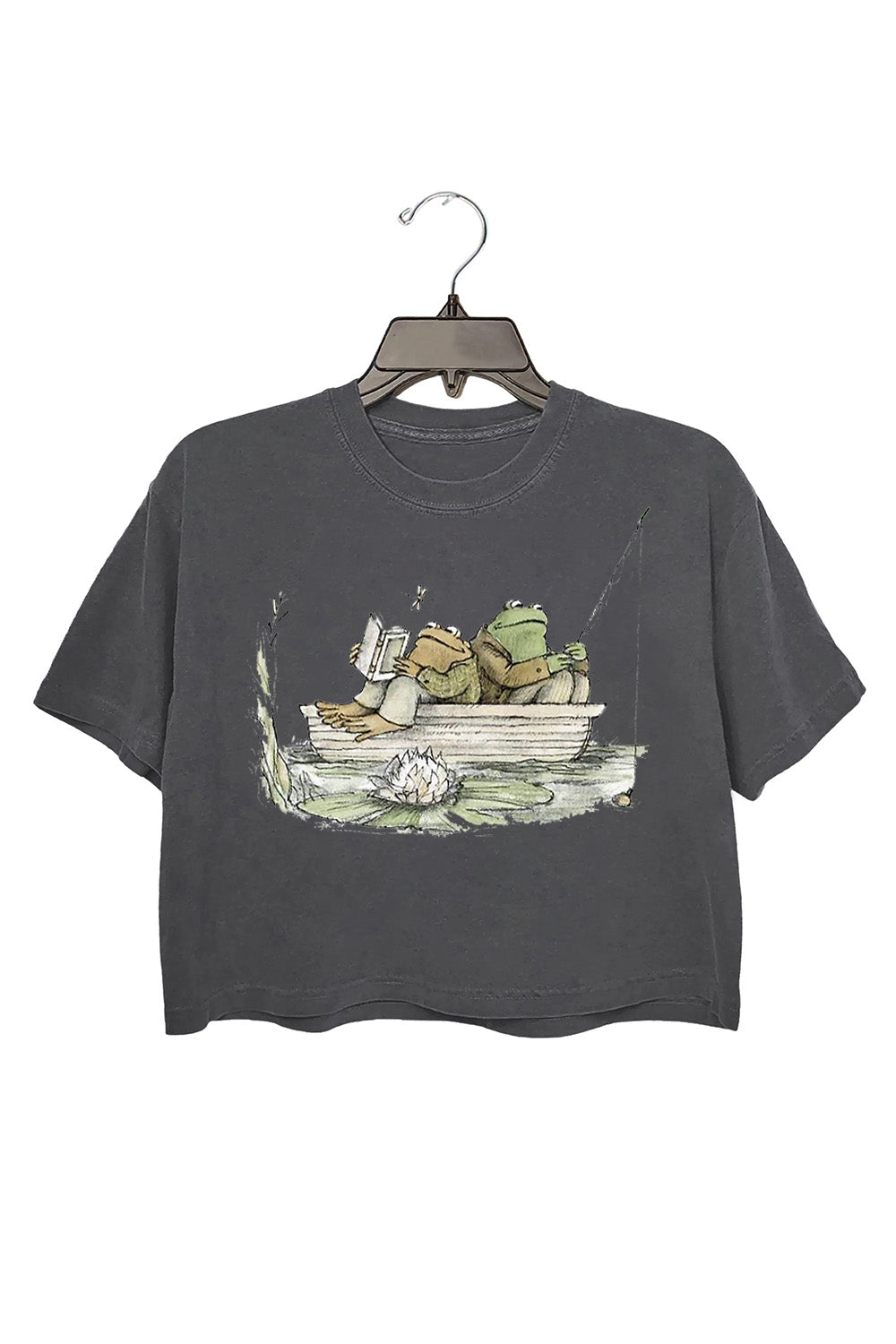 Vintage Fishing Frog Crop Tee For Women