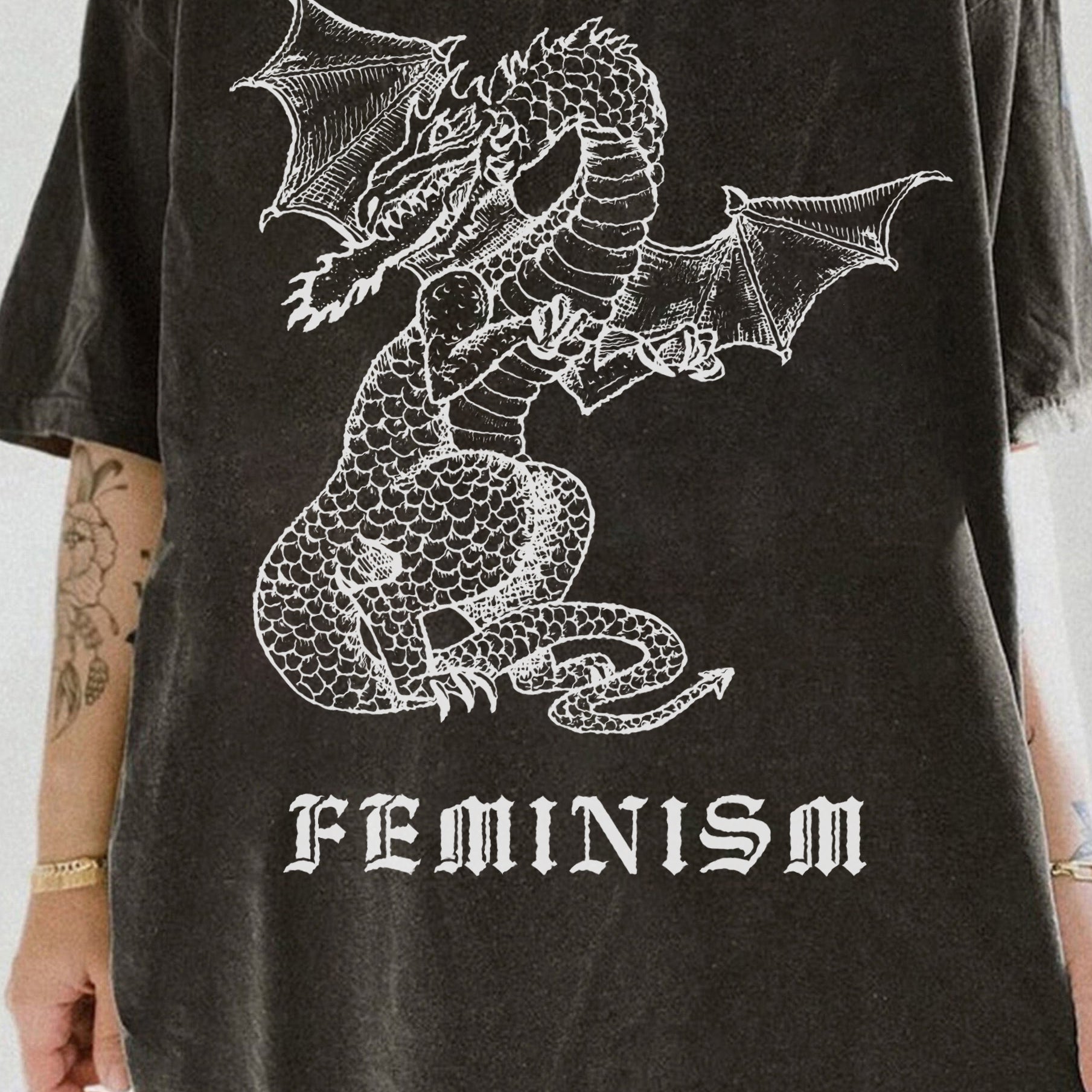 White Dragon Feminism Tee For Women