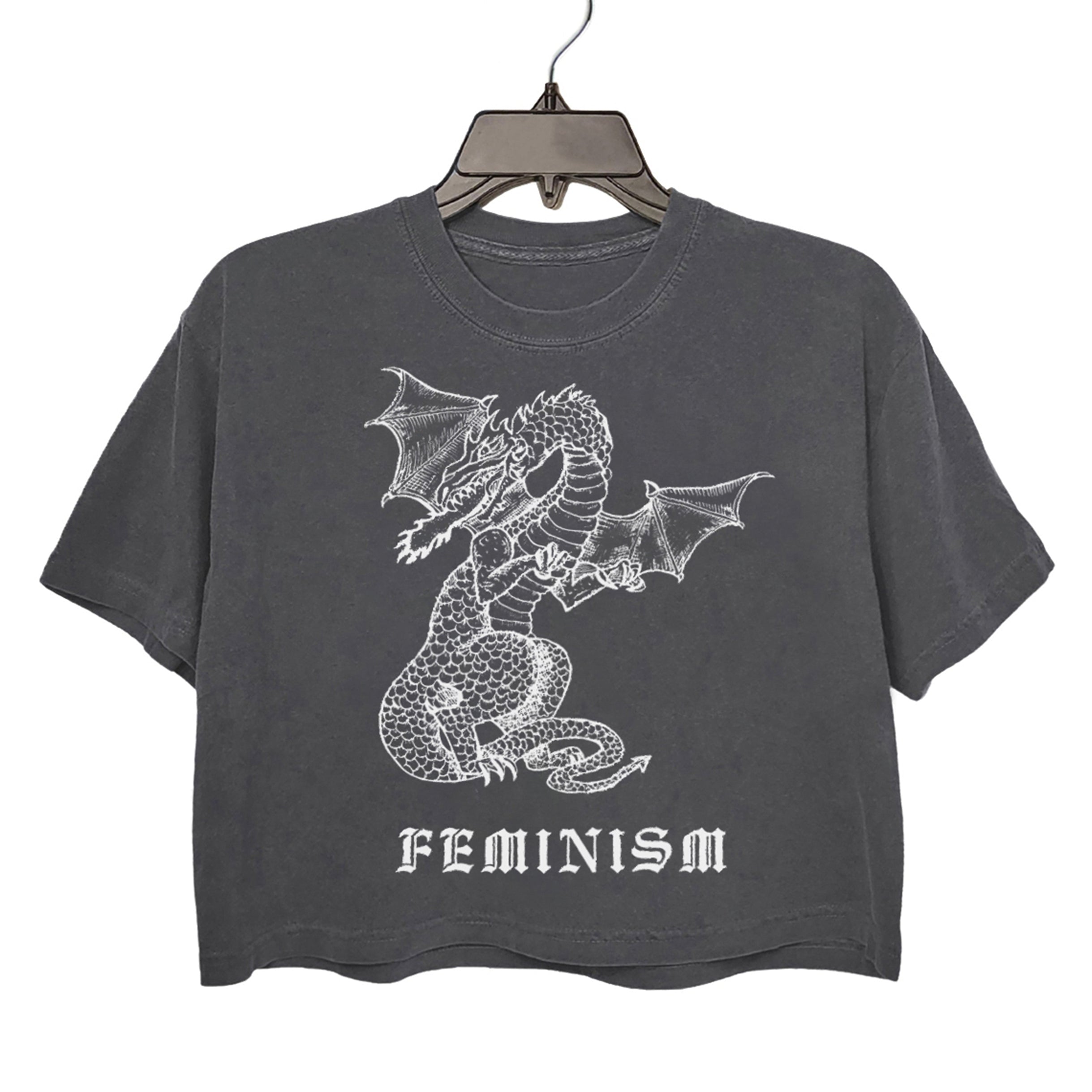 White Dragon Feminism Crop Tee For Women