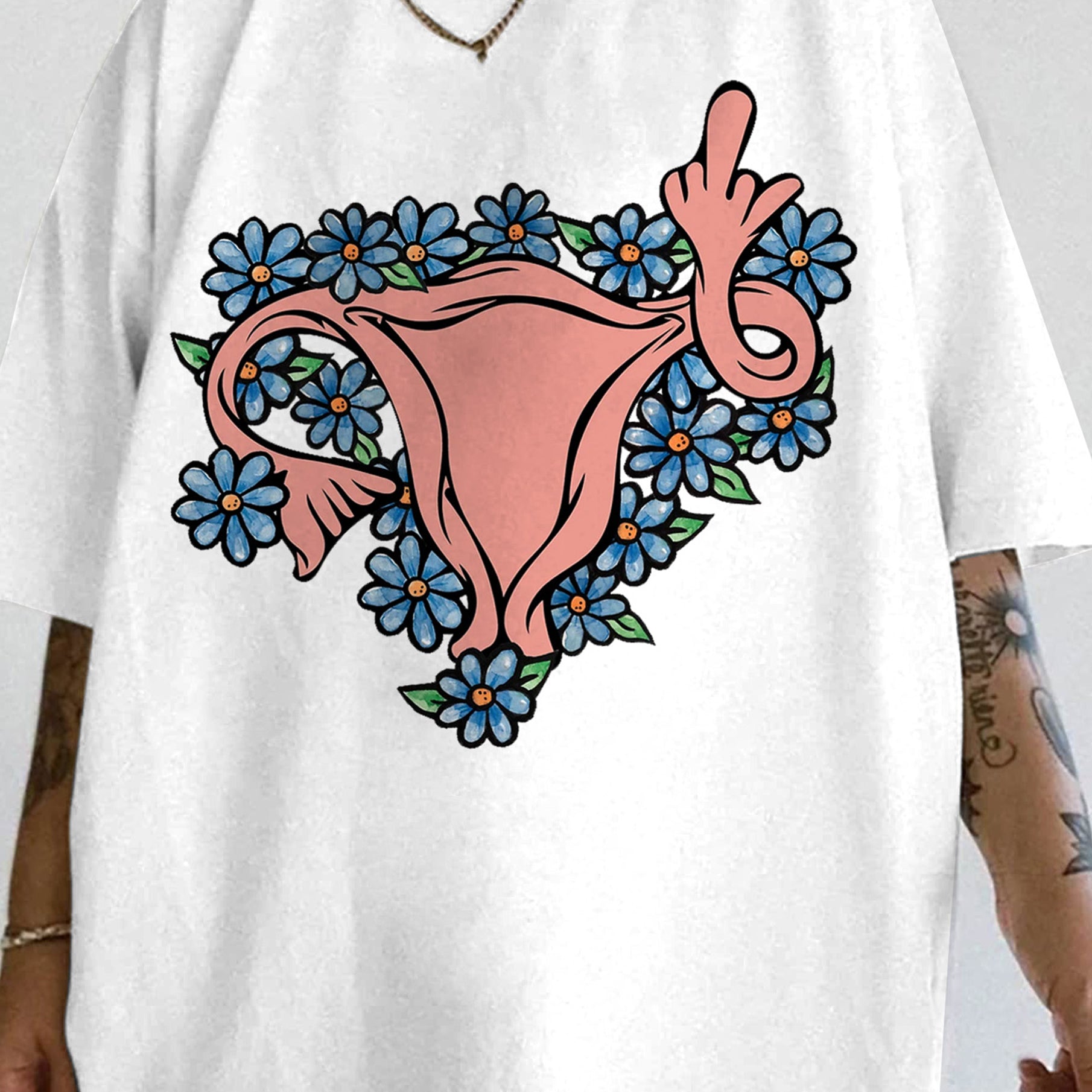 Middle Finger Uterus Pro choice Feminist Tee For Women
