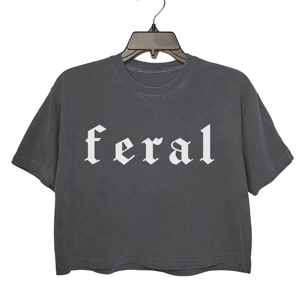 Feral gothic font Crop Top For Women