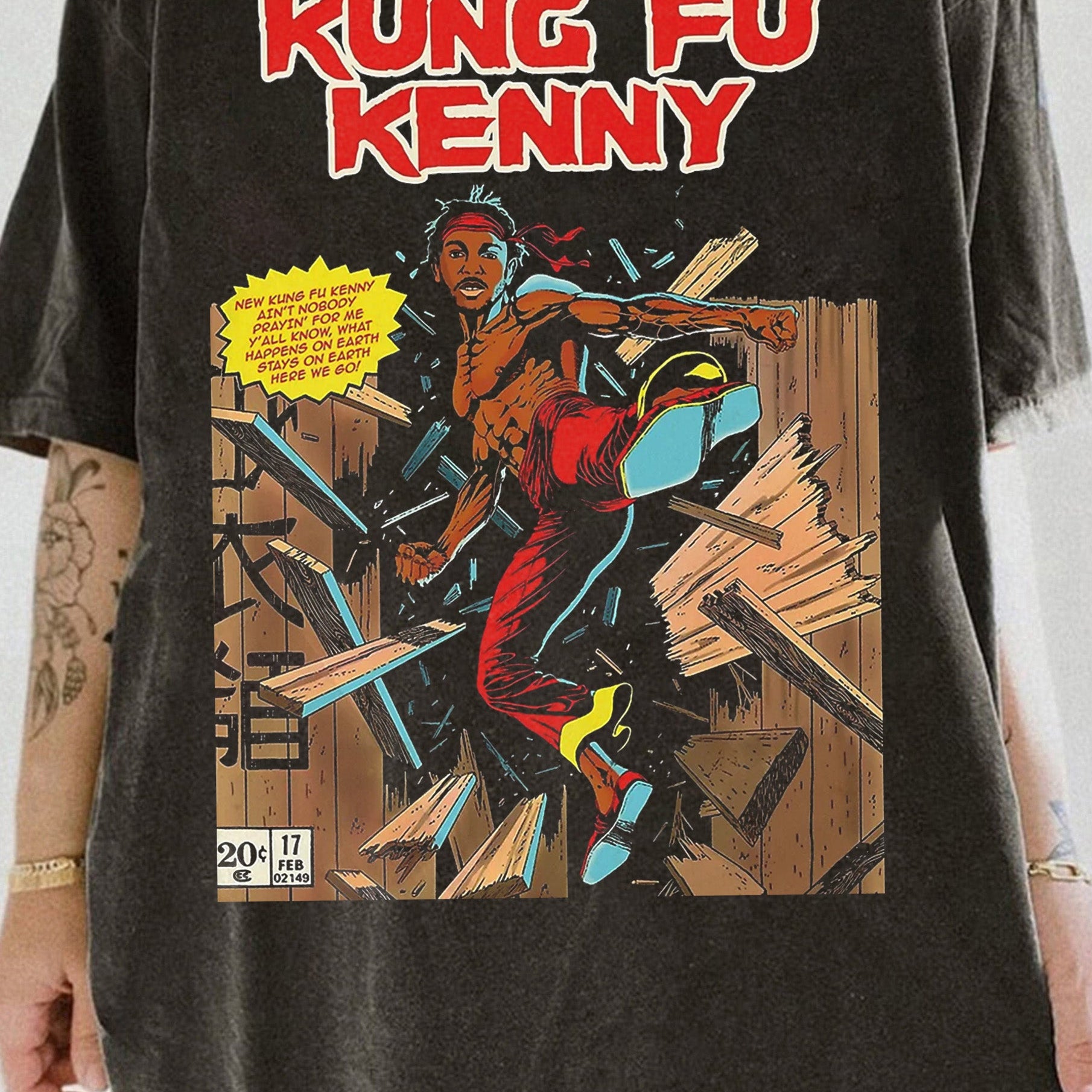 Kendrick Lamar Inspired Kung Fu Vintage 90's Comic Style Tee For Women