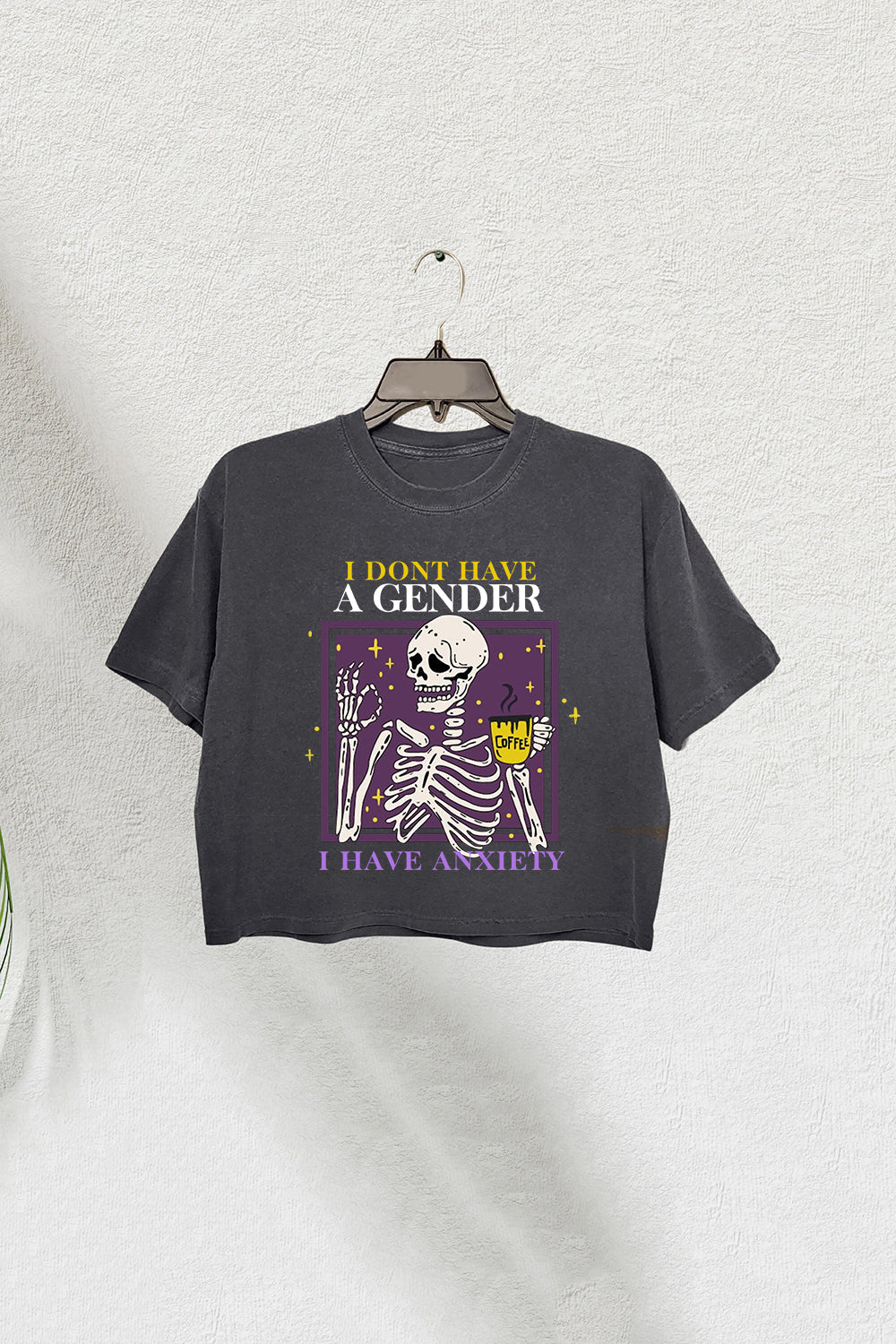 Skeleton I Dont Have a Gender Crop Tee For Women
