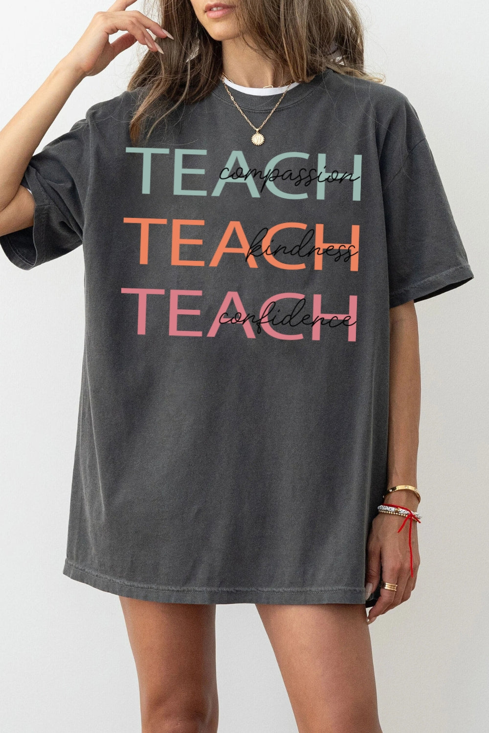 Cute Teach Letters Tee For Women