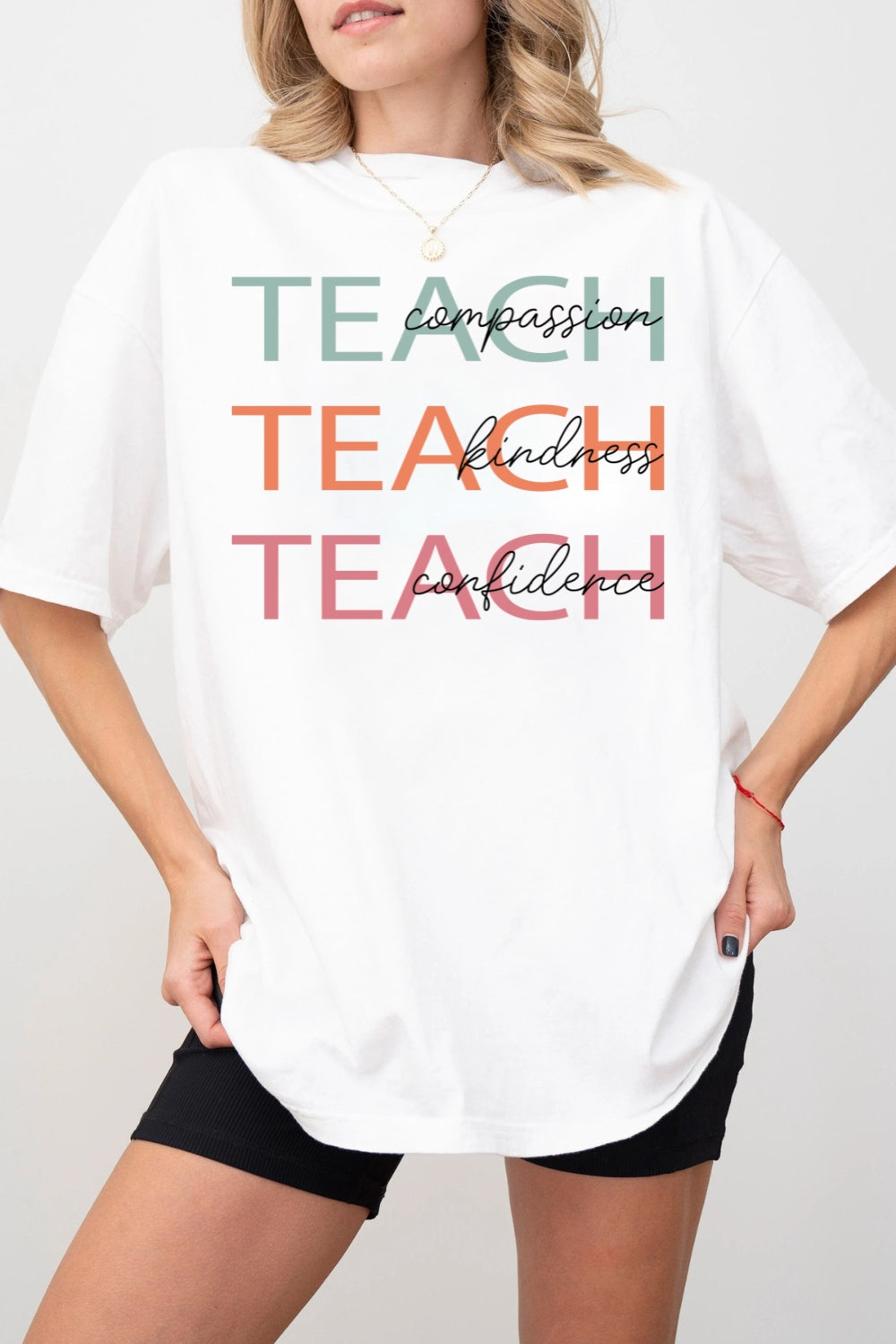 Cute Teach Letters Tee For Women