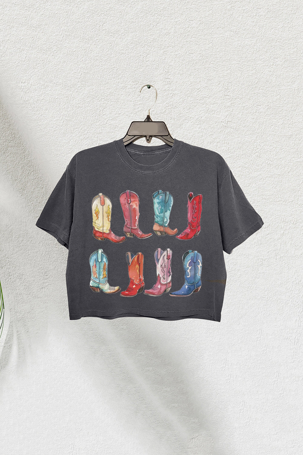 Cowgirl Graphic Western Boots Crop Tee For Women