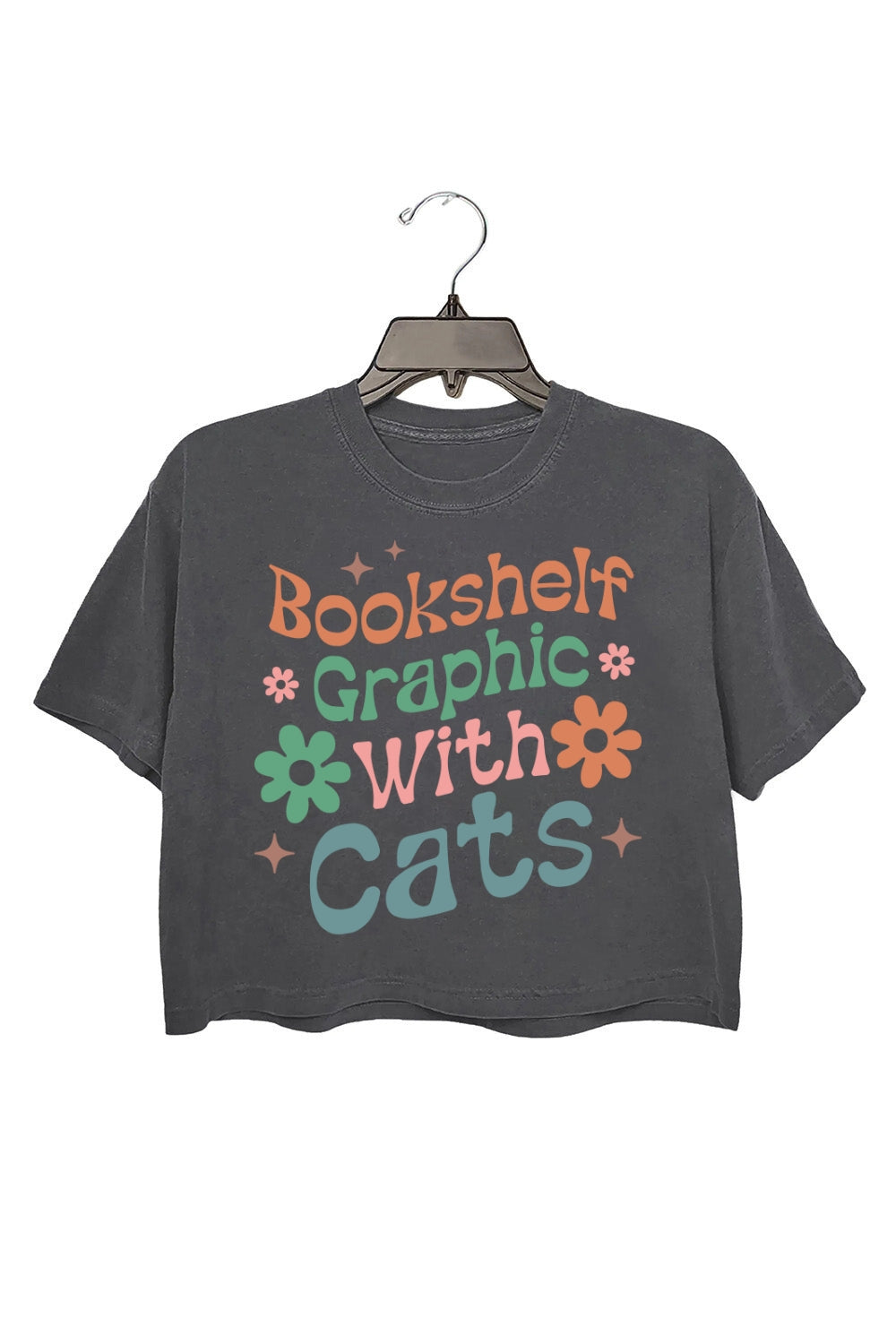 Bookshelf Graphic With Cats Crop Top For Women