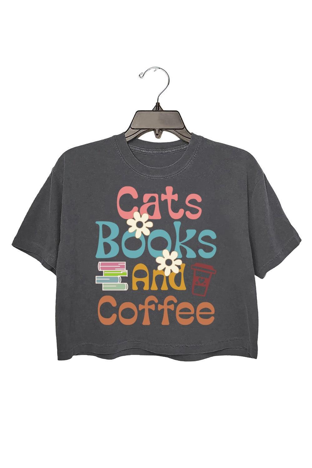 Cats Books And Coffee Crop Top For Women