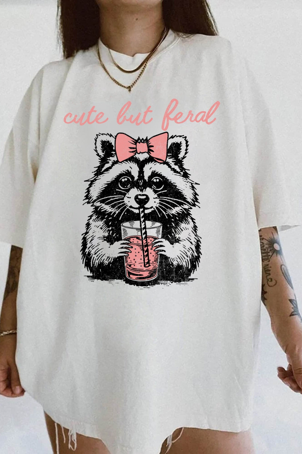 Cute But Feral Raccoon Tee For Women
