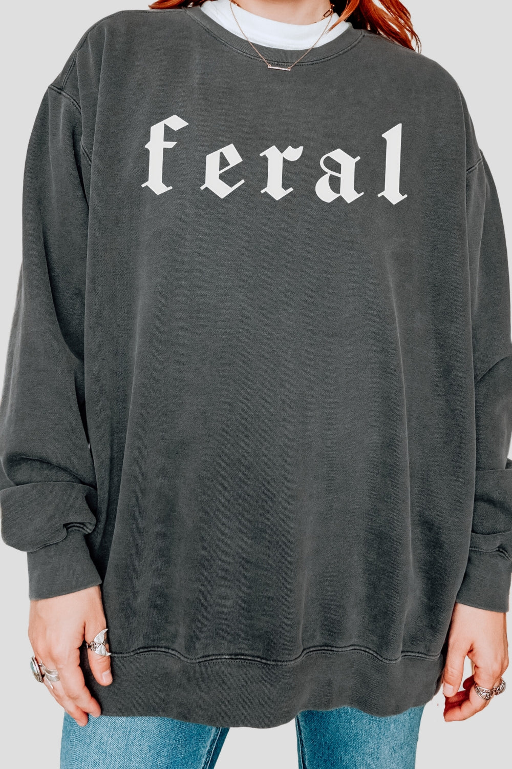 Feral Gothic Font Sweatshirt For Women