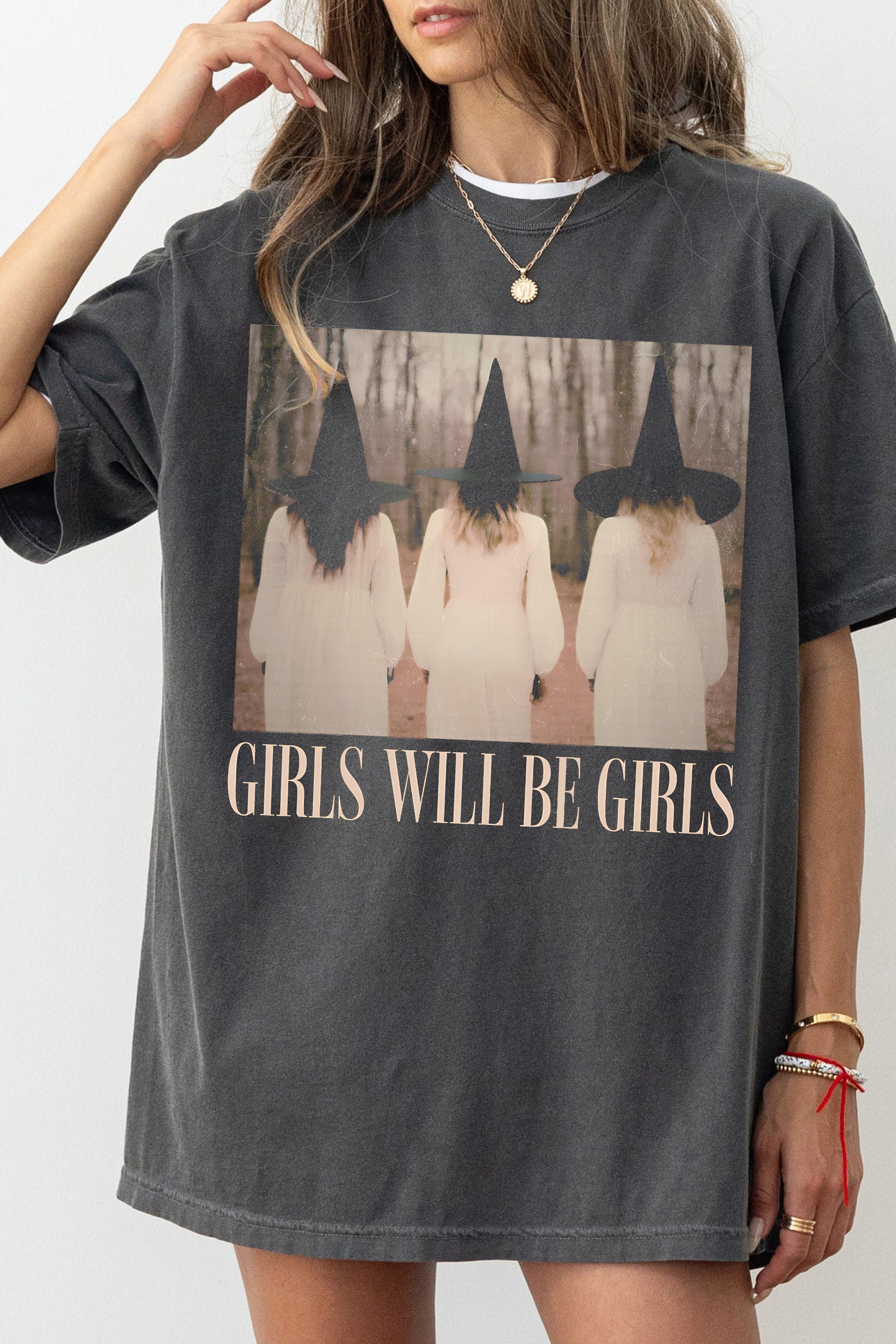 Girls Will Be Girls Witch Halloween Tee  For Women