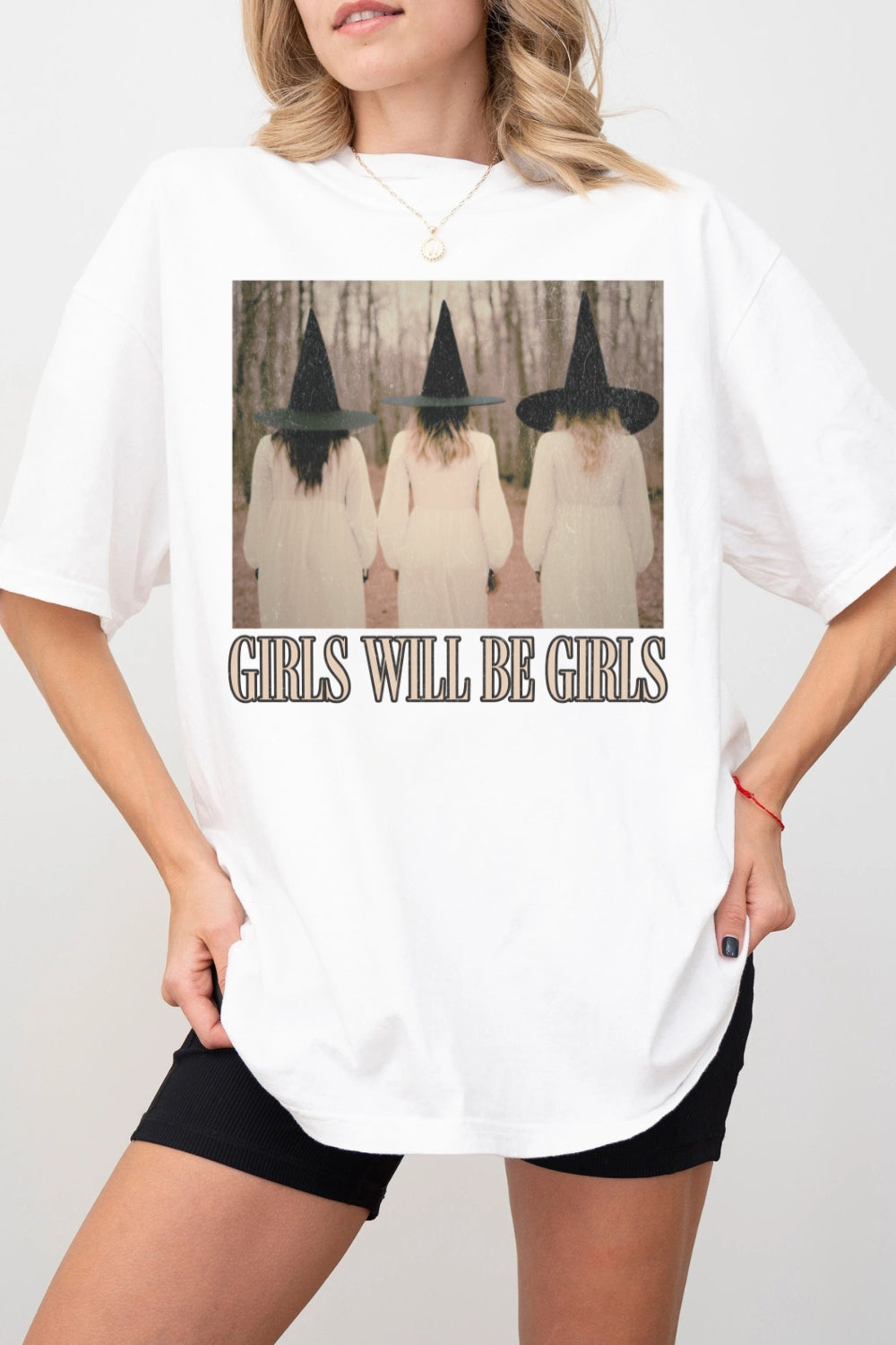 Girls Will Be Girls Witch Halloween Tee  For Women