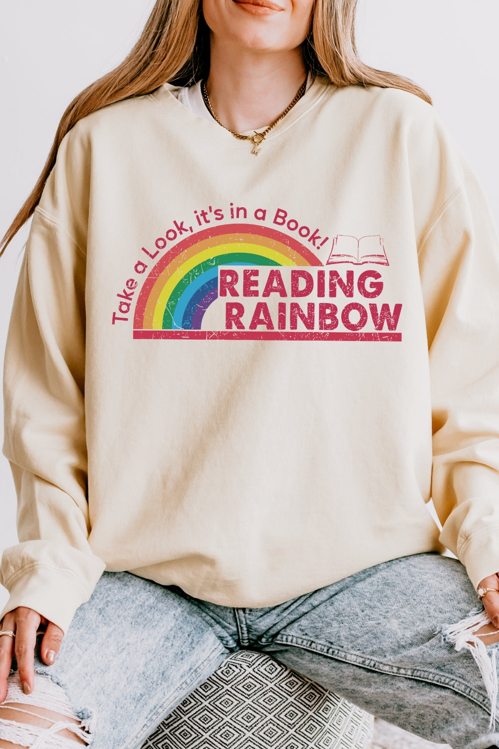 Reading Rainbow Retro Librarian Sweatshirt For Women